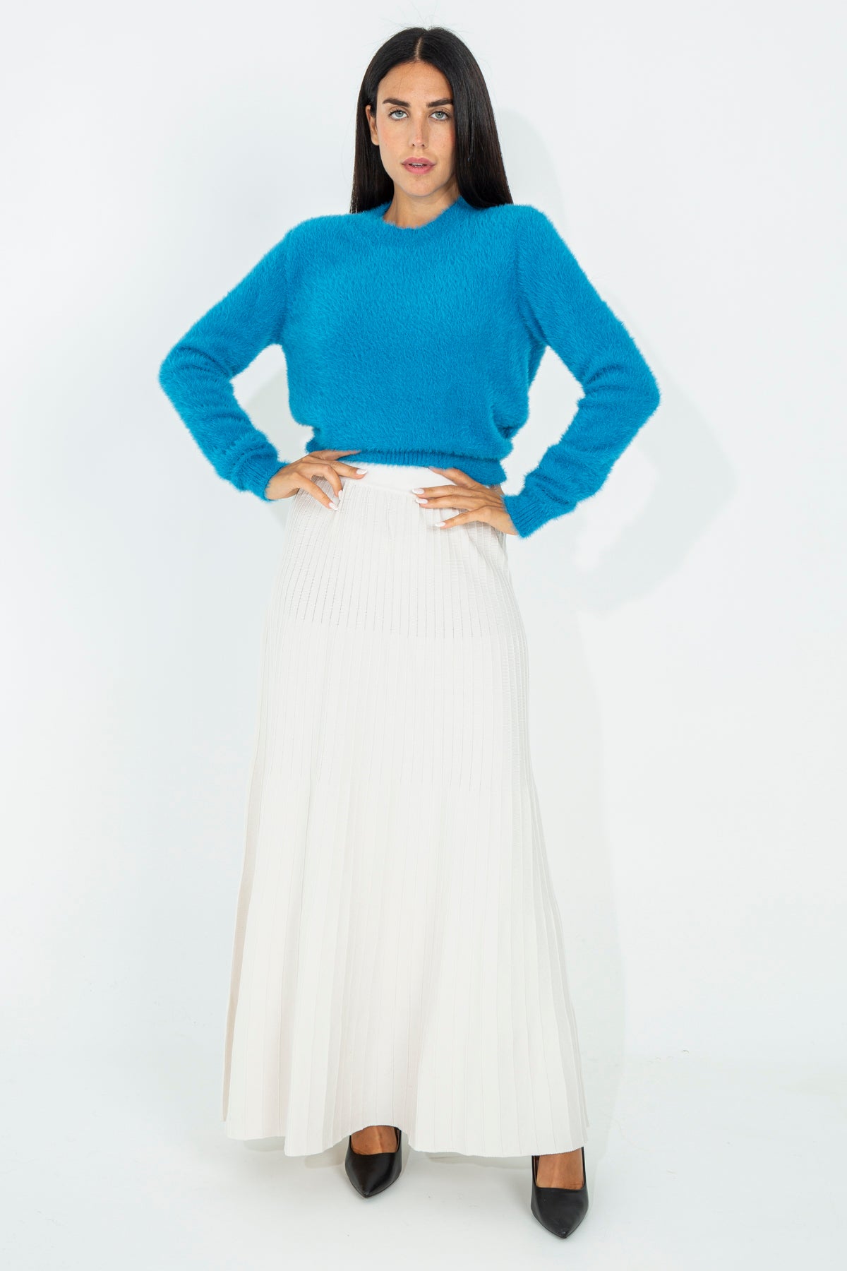 Ribbed midi skirt