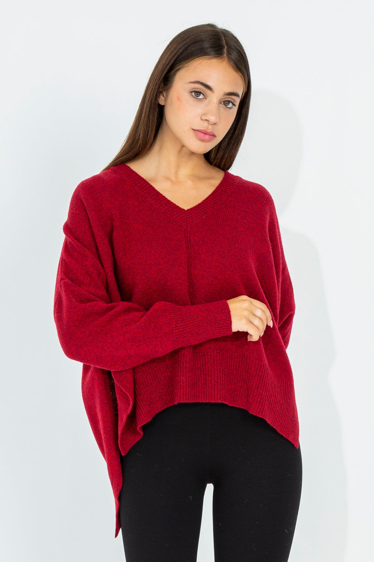 Oversized V-neck Cape Sweater