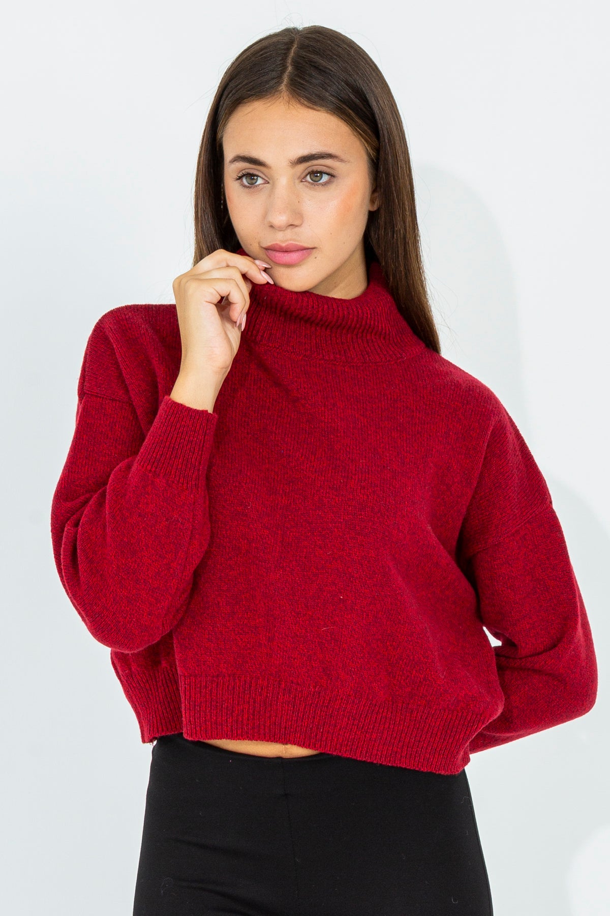 Crop turtleneck sweater