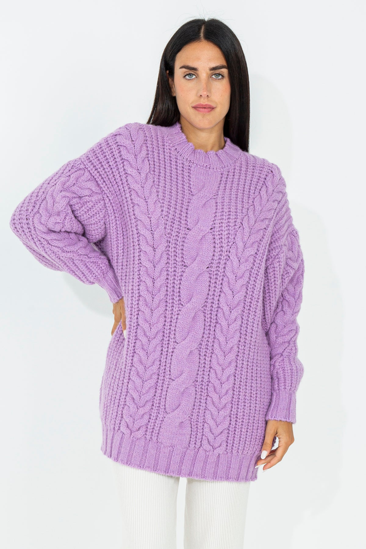 Long knitted sweater