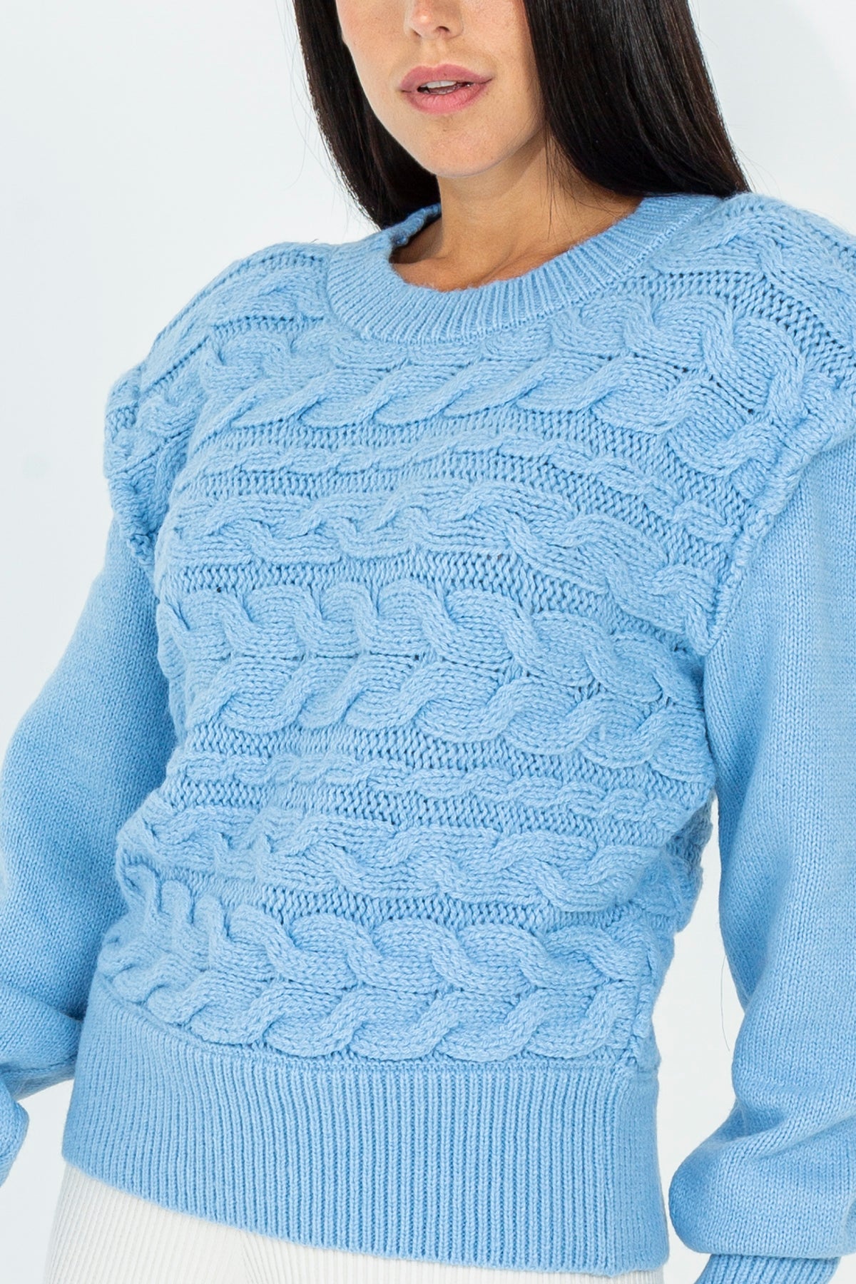 Crop sweater with cable knit