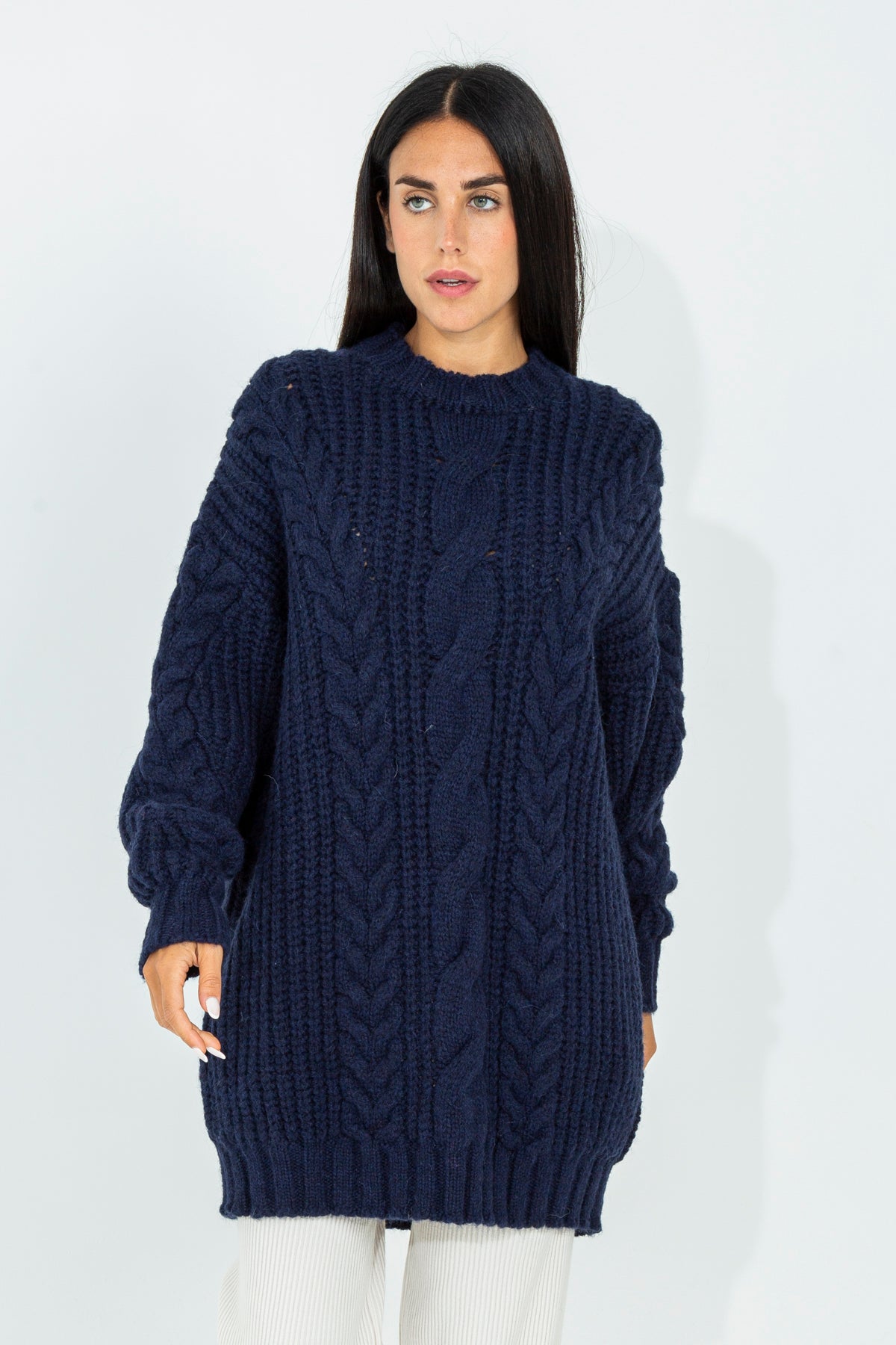 Long knitted sweater