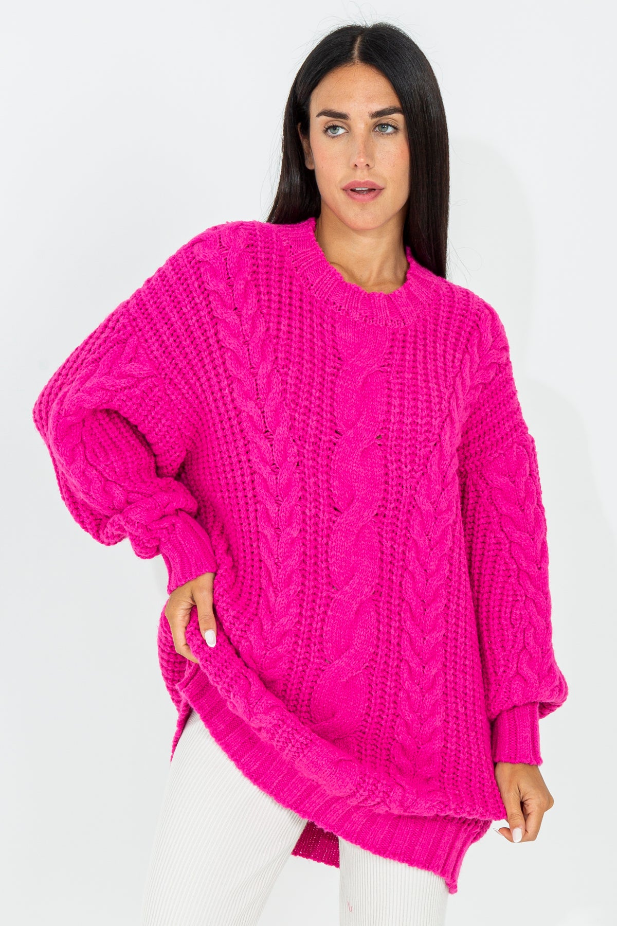 Long knitted sweater