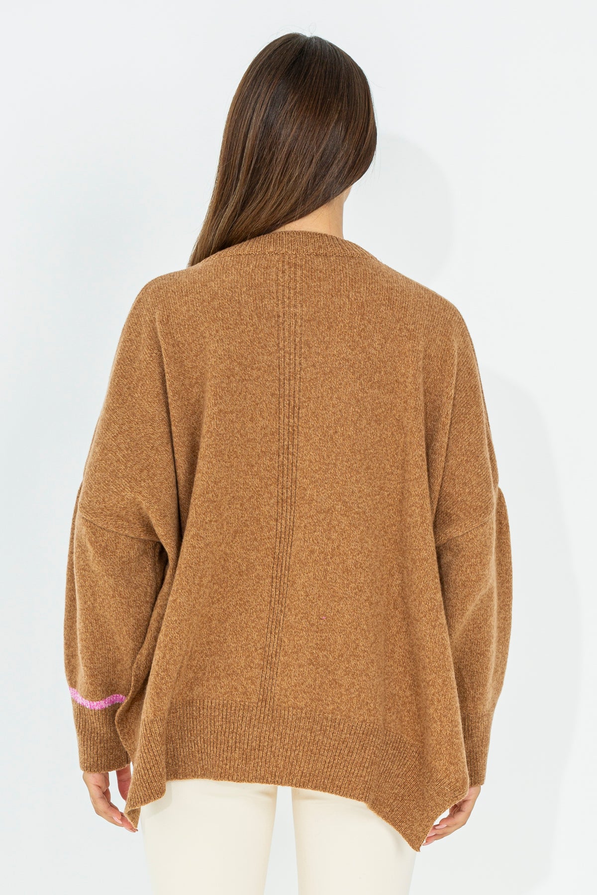 Oversized crew neck cape sweater