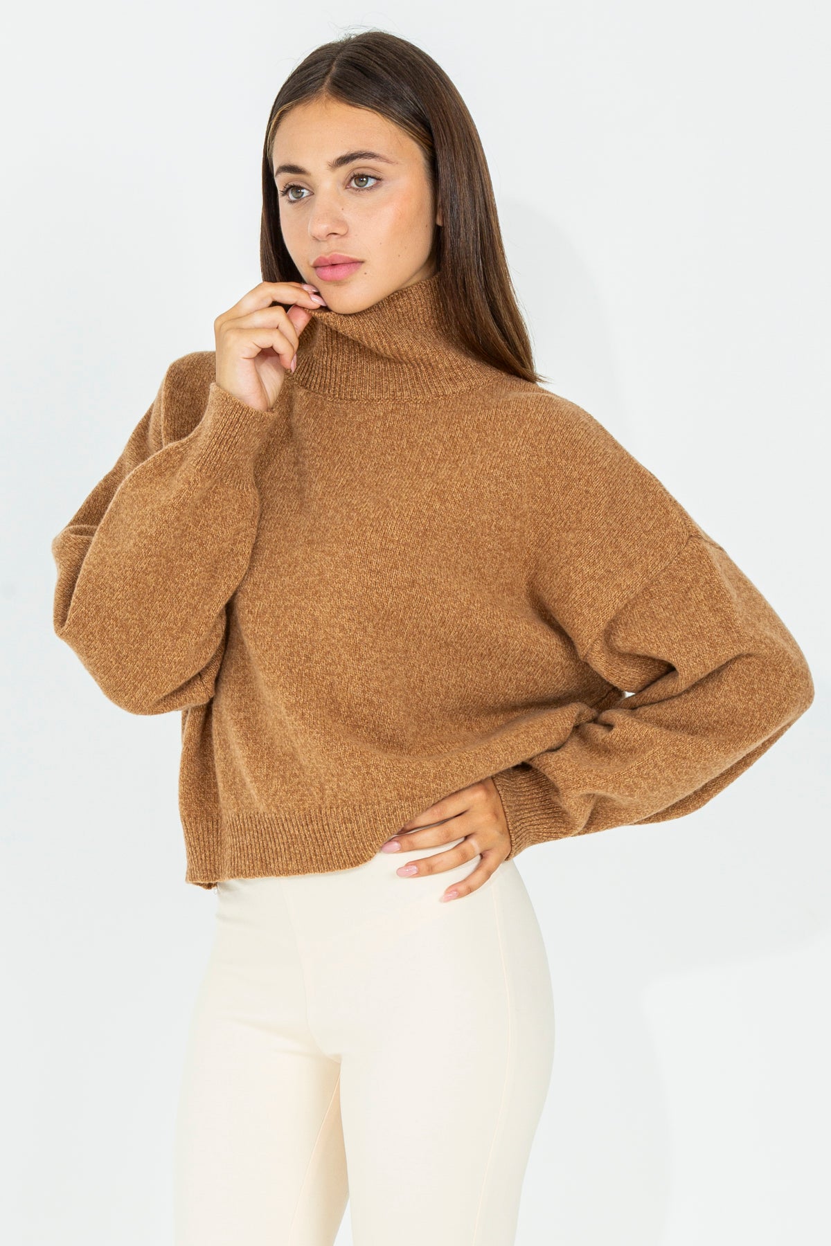 Crop turtleneck sweater