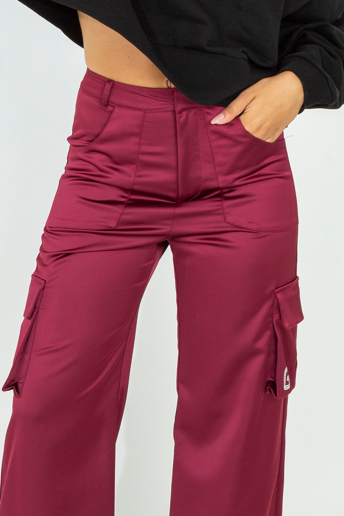 Satin cargo pants