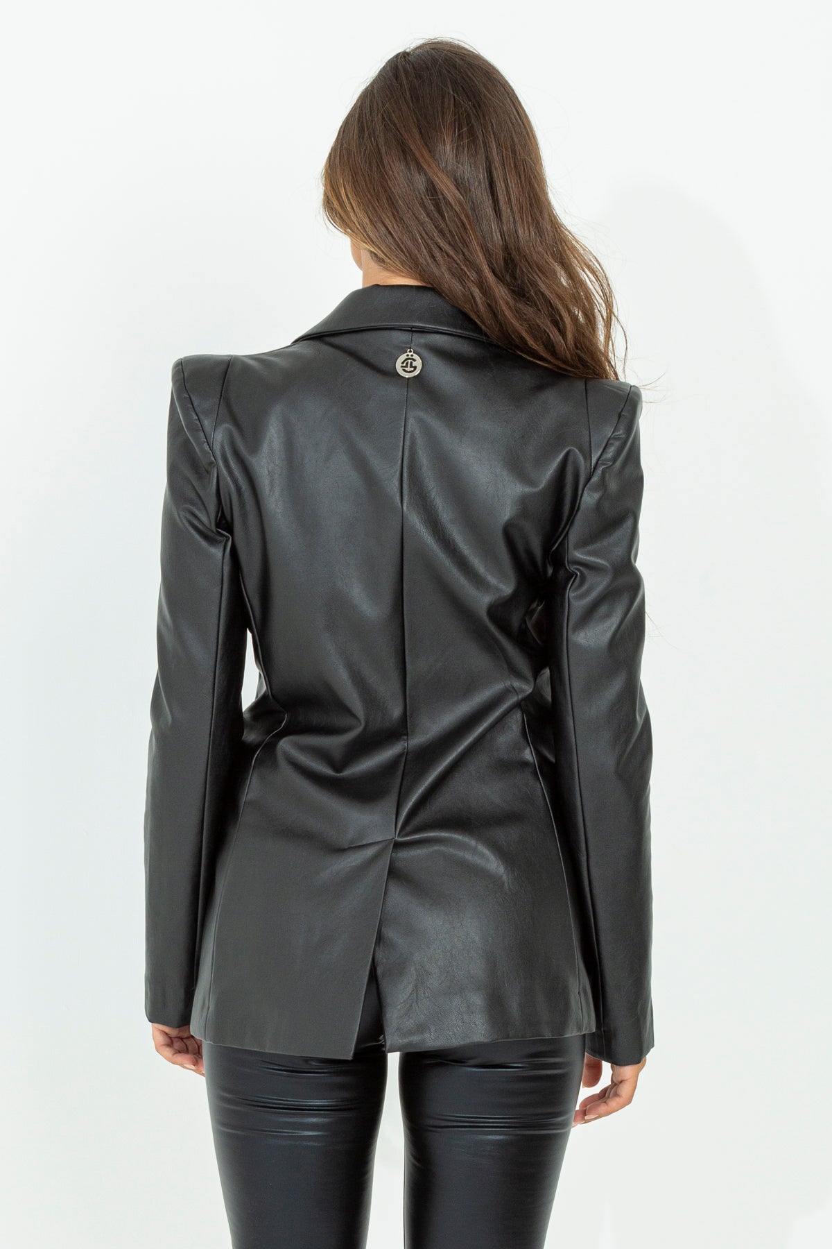 Single-breasted faux leather jacket