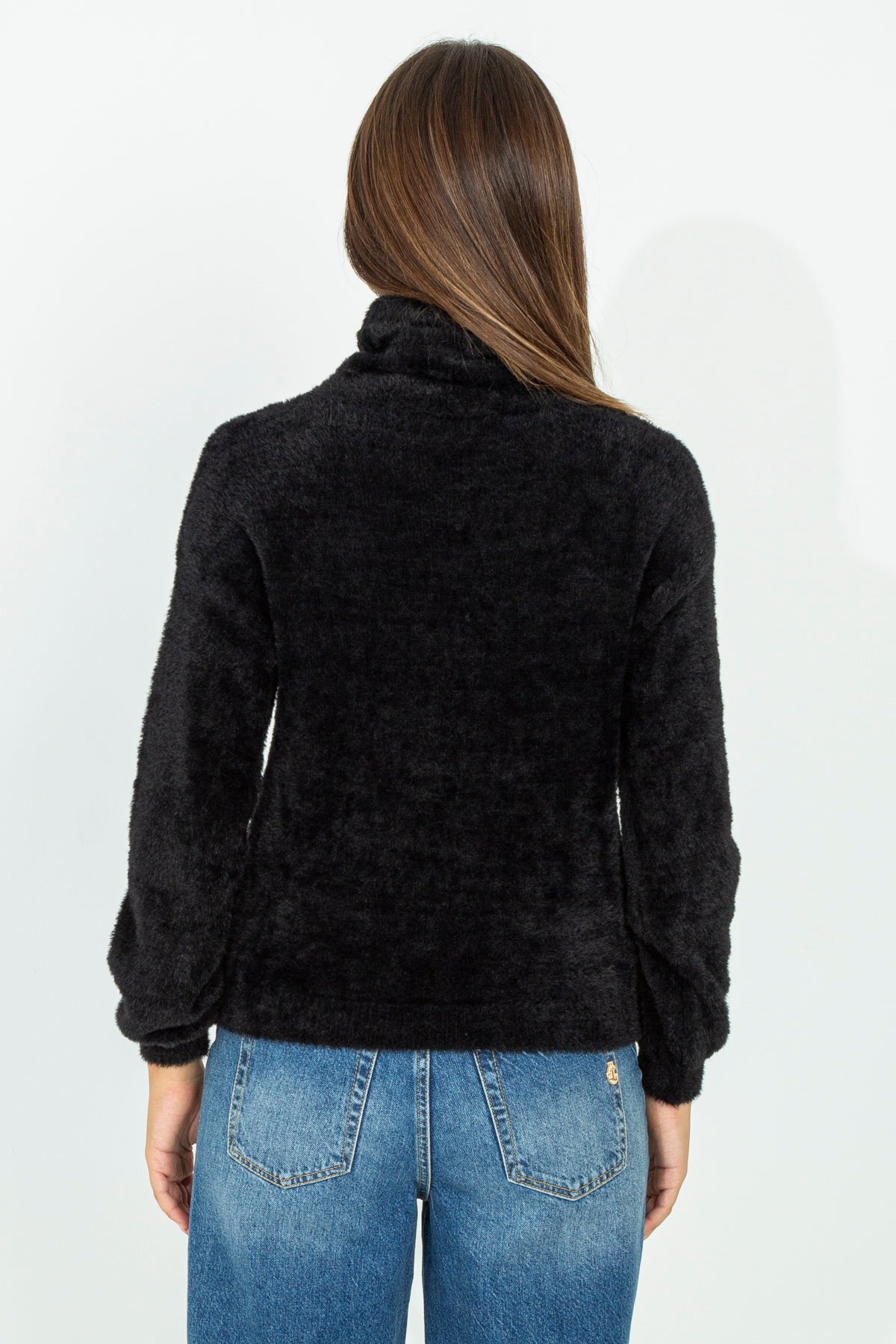 High neck fur sweater