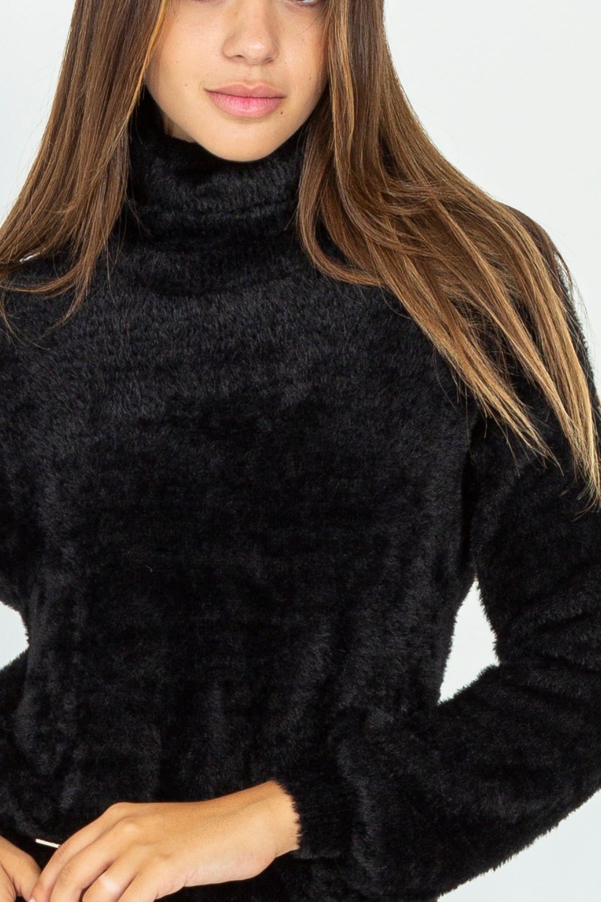 High neck fur sweater