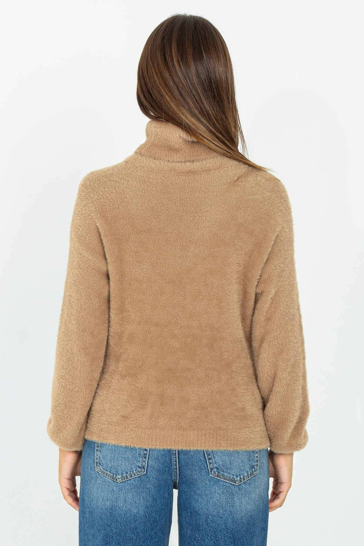 High neck fur sweater