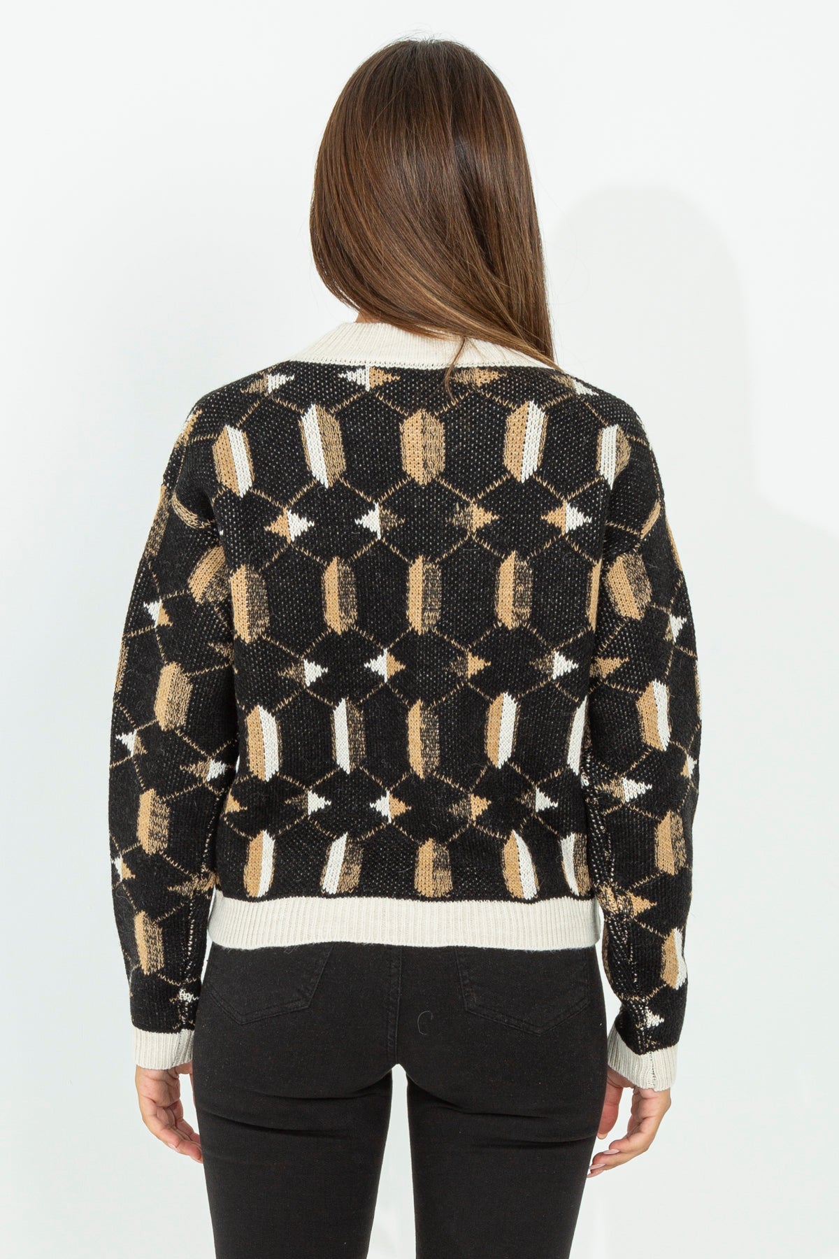 Geometric patterned sweater