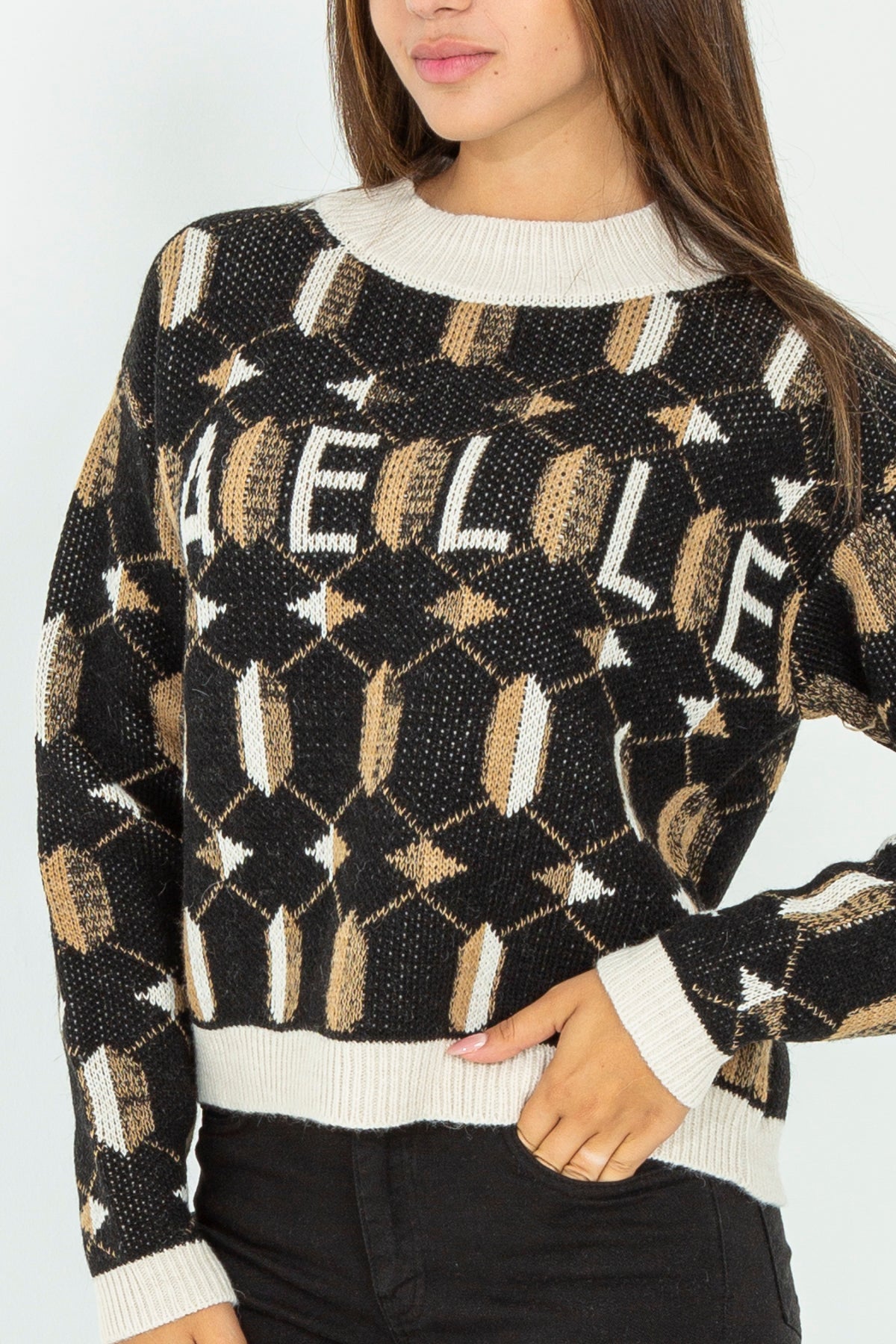 Geometric patterned sweater