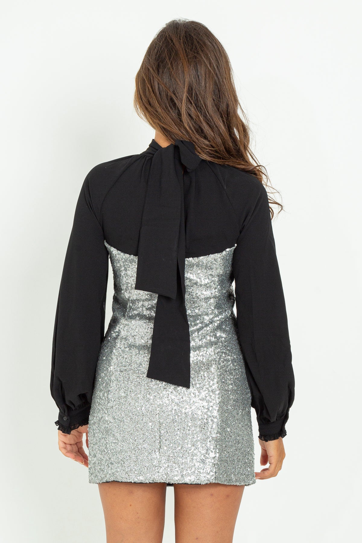 Sheath dress with sequin inserts