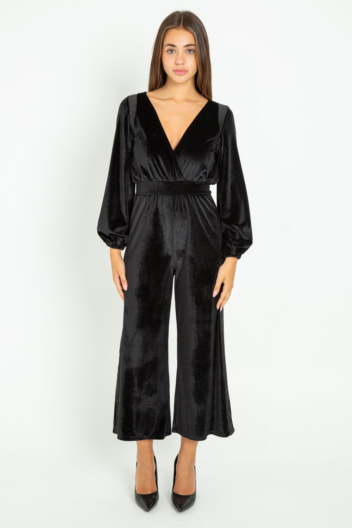 Long-leg chenille jumpsuit