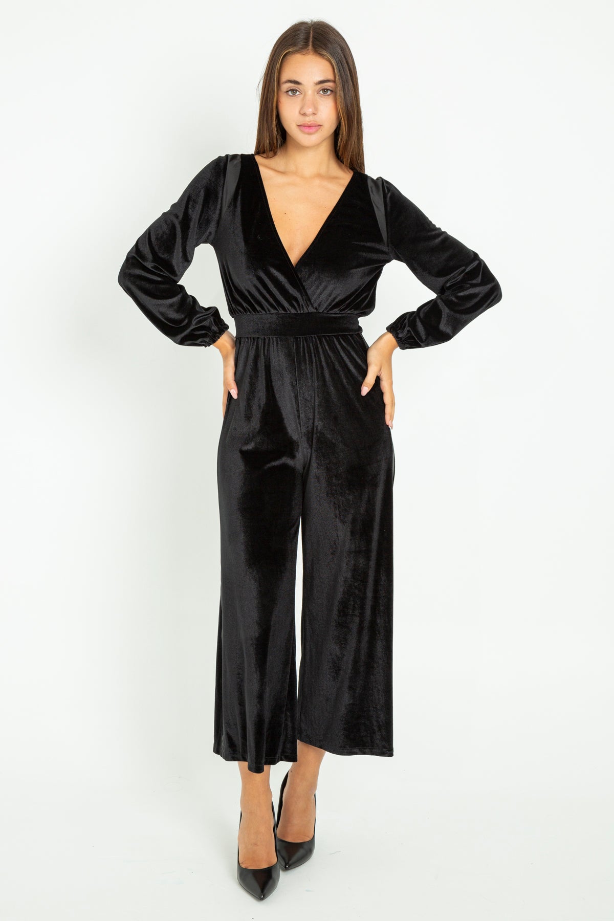 Long-leg chenille jumpsuit