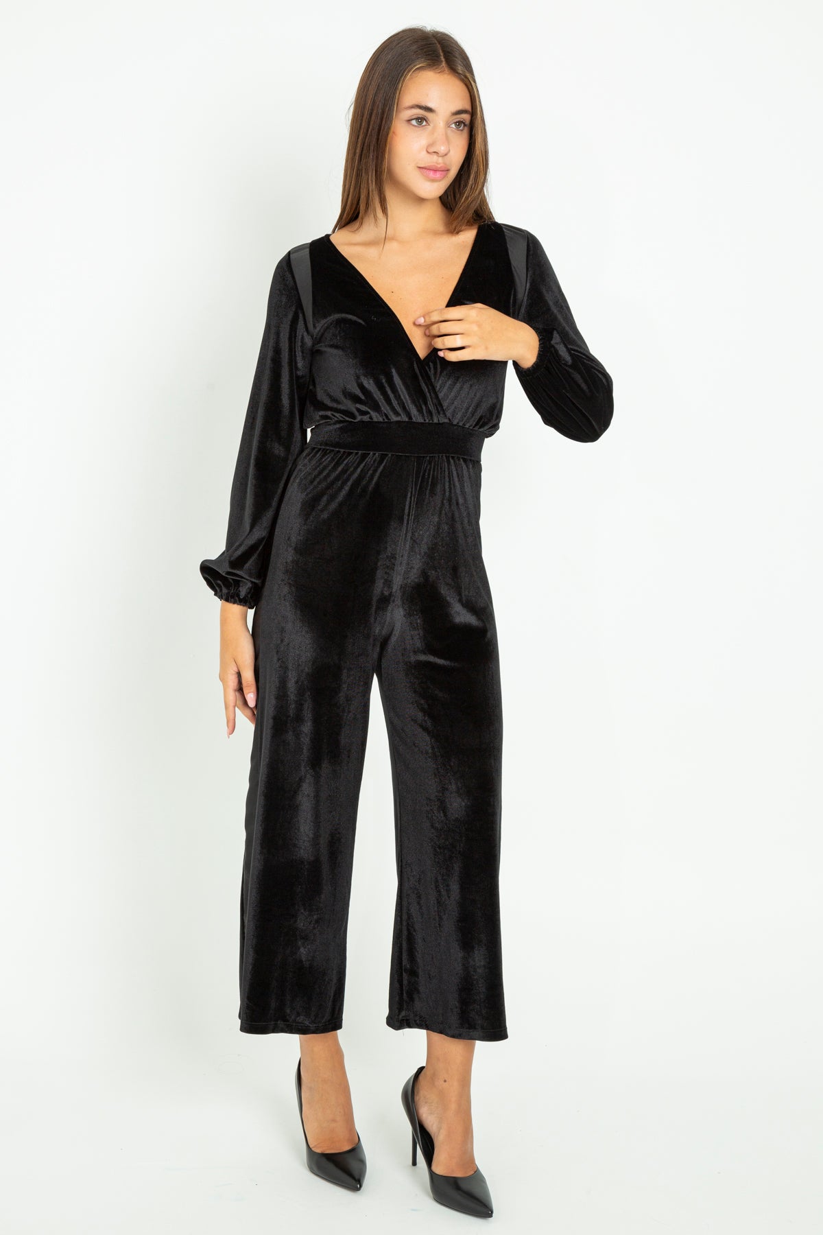 Long-leg chenille jumpsuit