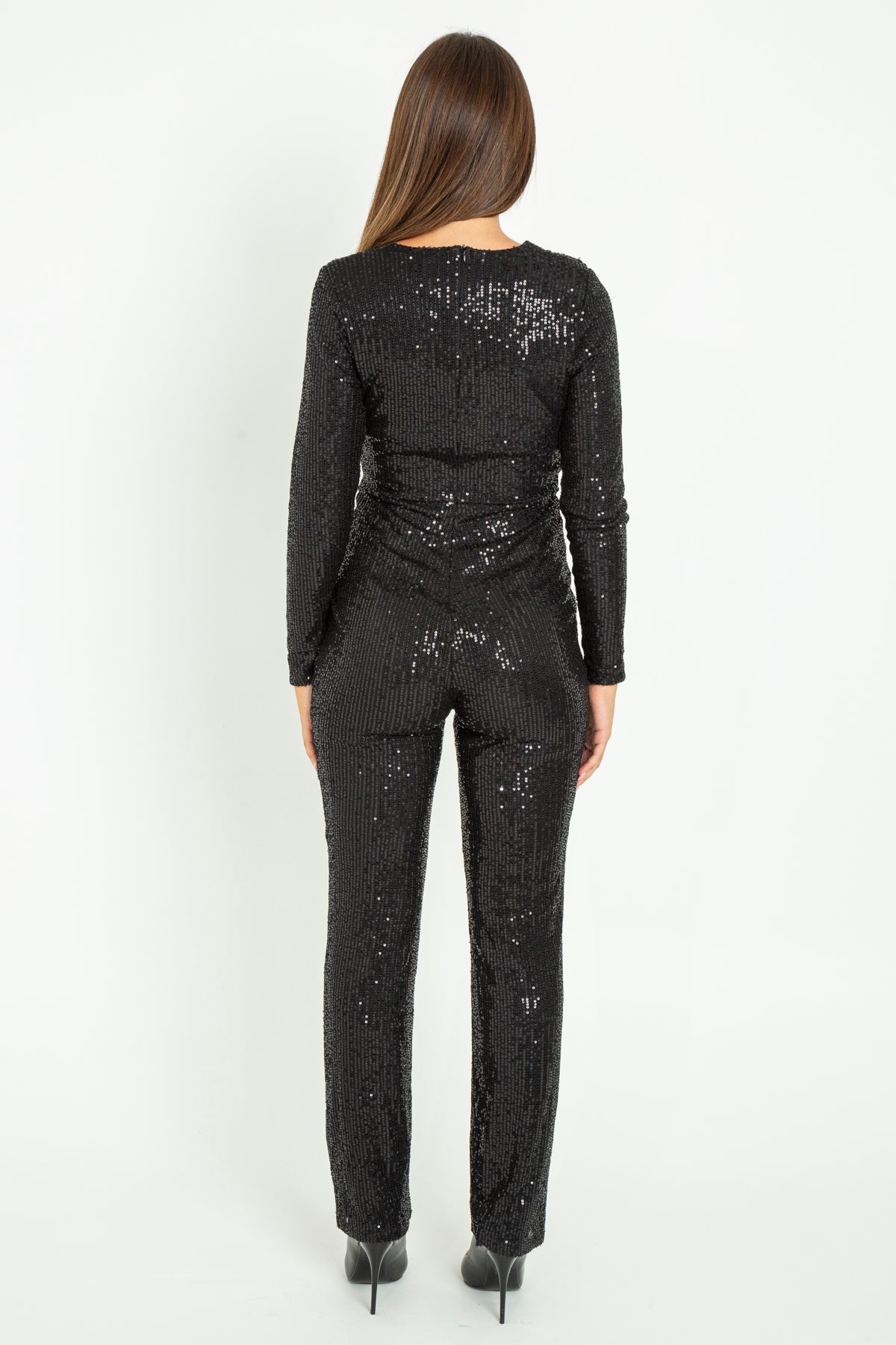 Long-leg sequin jumpsuit