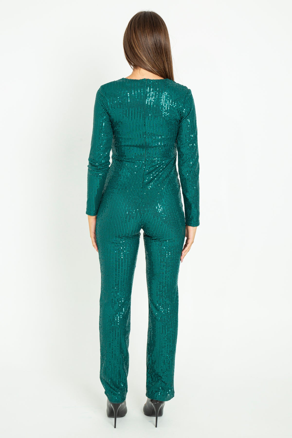 Long-leg sequin jumpsuit