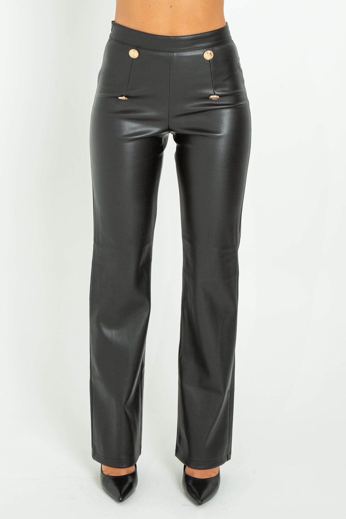 Faux leather trousers