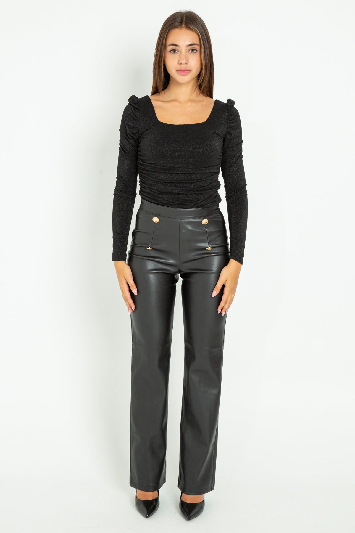 Faux leather trousers