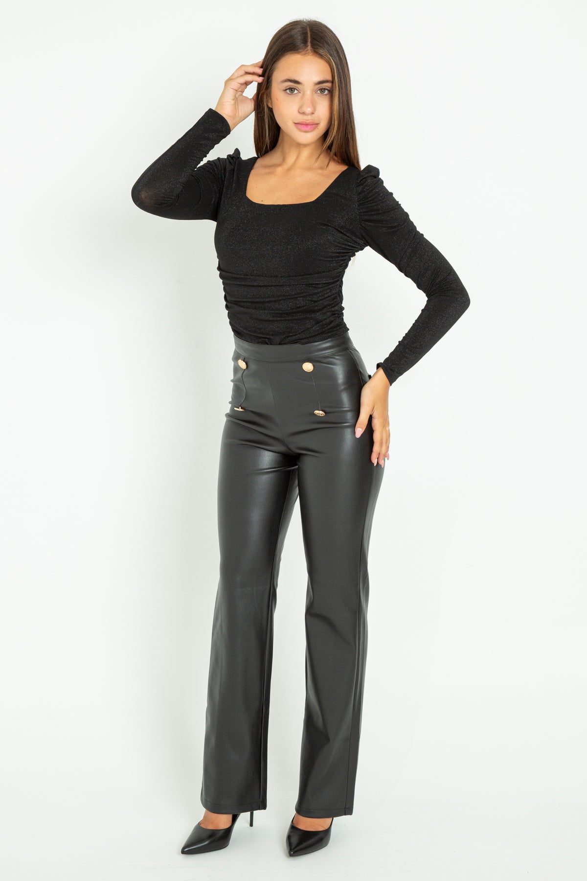 Faux leather trousers