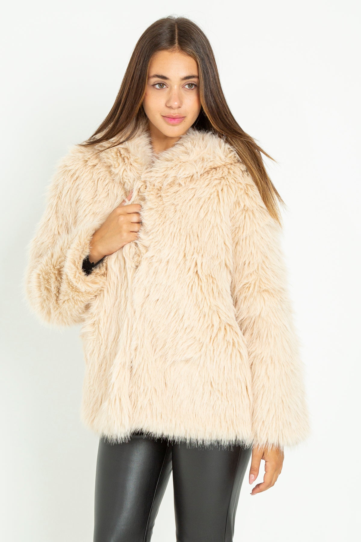 Eco-fur overcoat