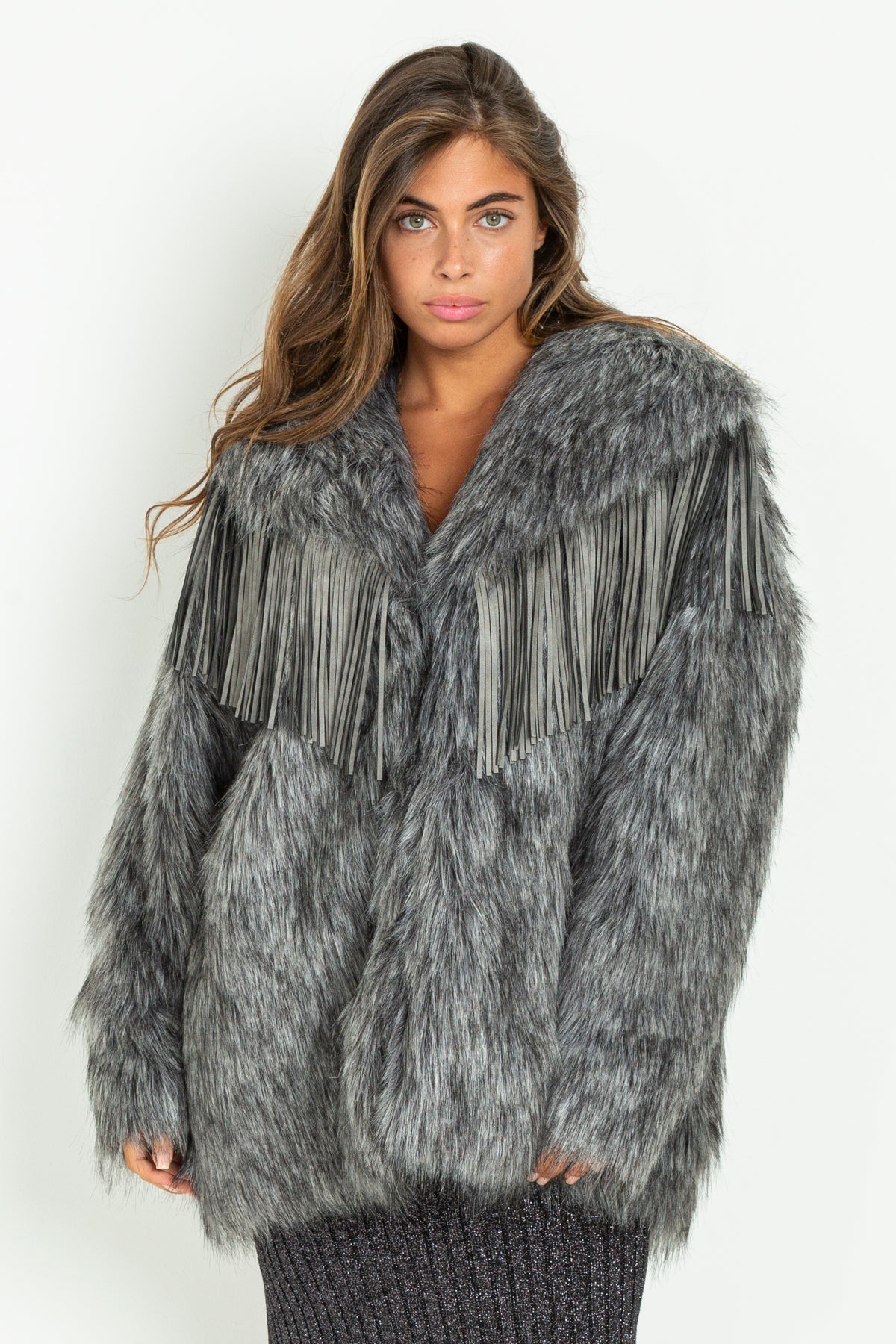 Faux fur with fringes