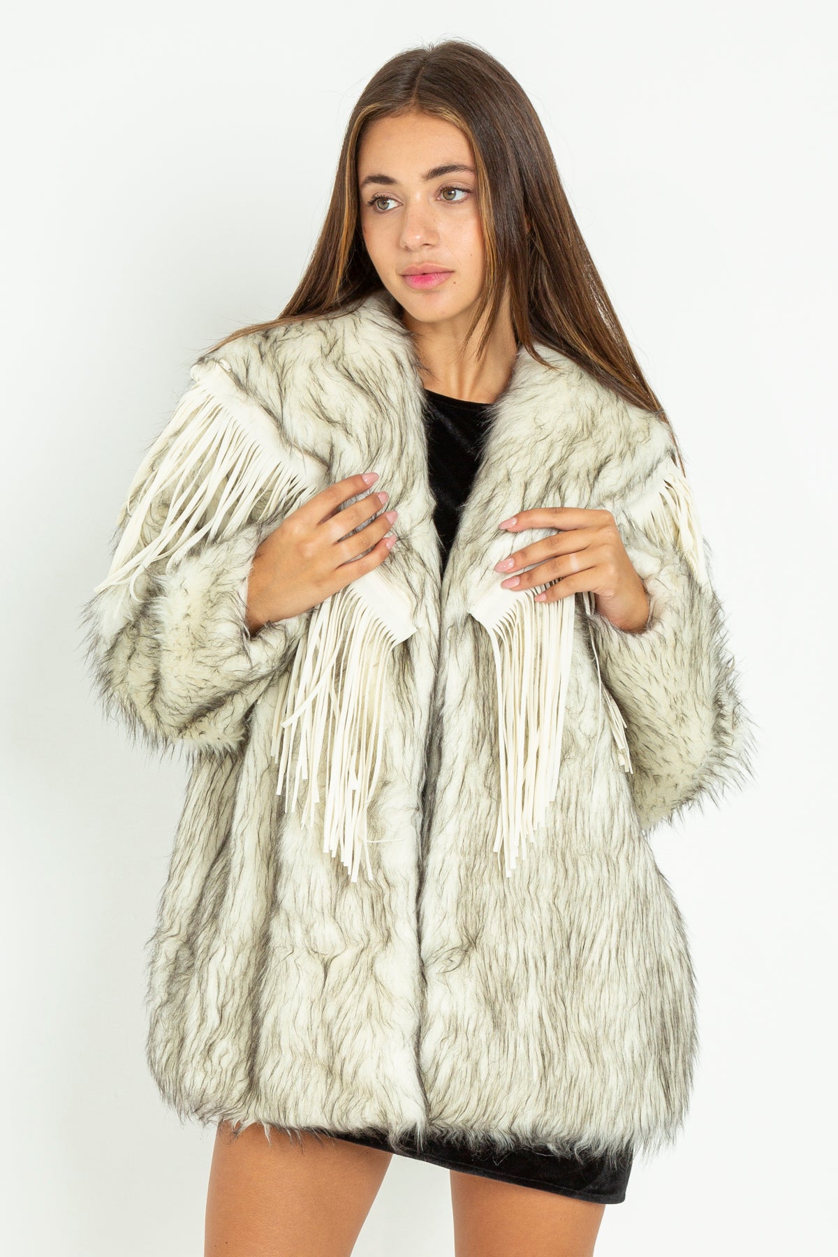 Faux fur with fringes