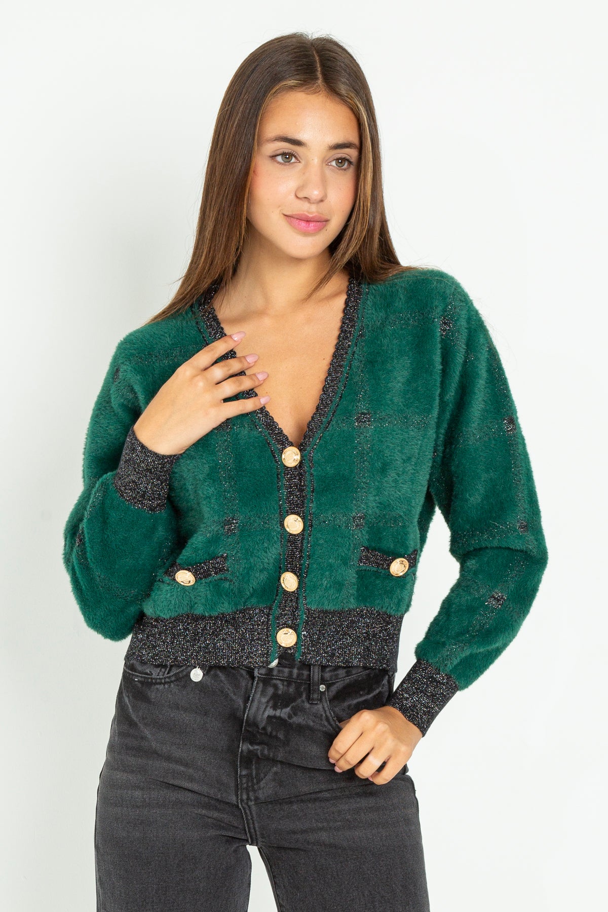 Short fur cardigan