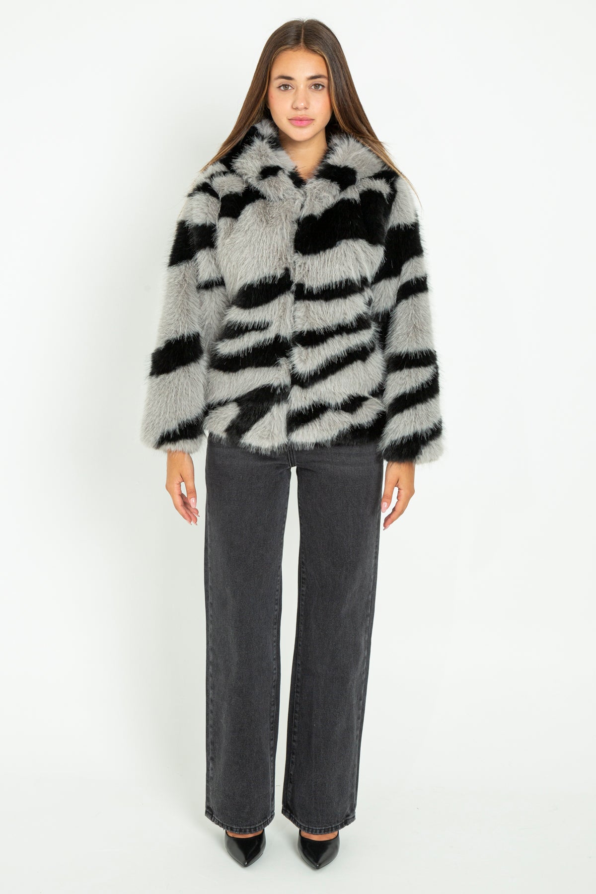 Pelliccia eco-fur over zebrata