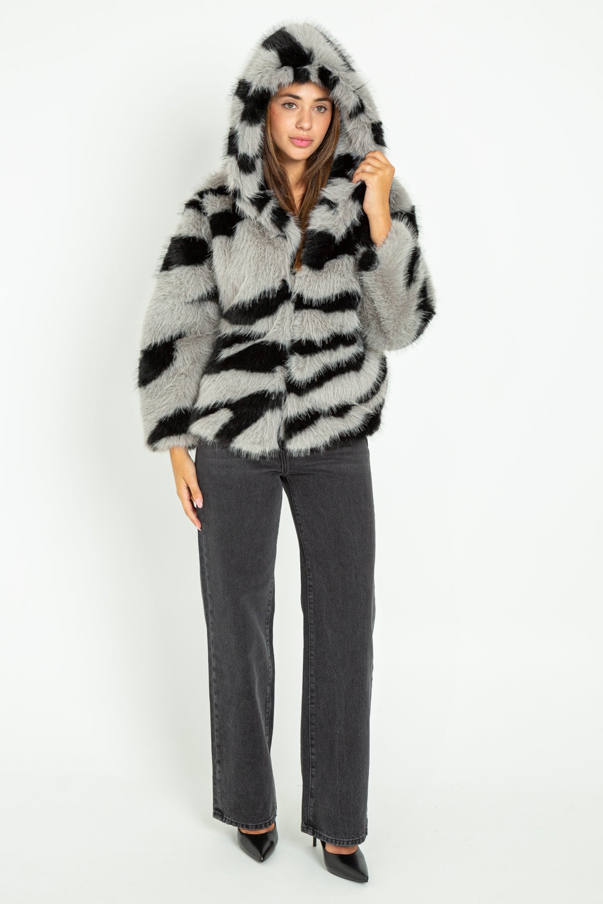 Pelliccia eco-fur over zebrata