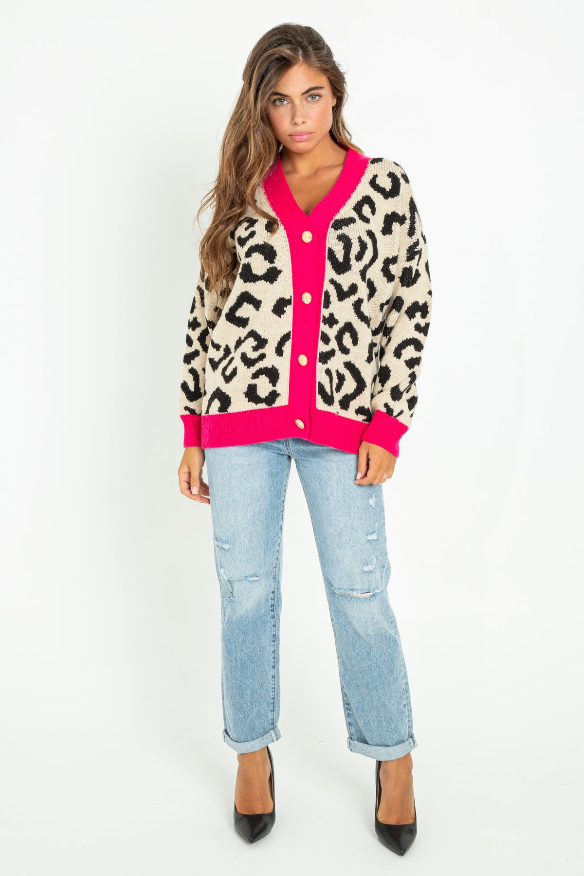 Cardigan lungo animalier