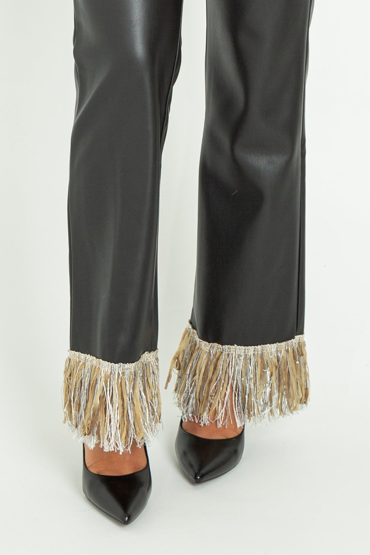 Flared trousers with fringes