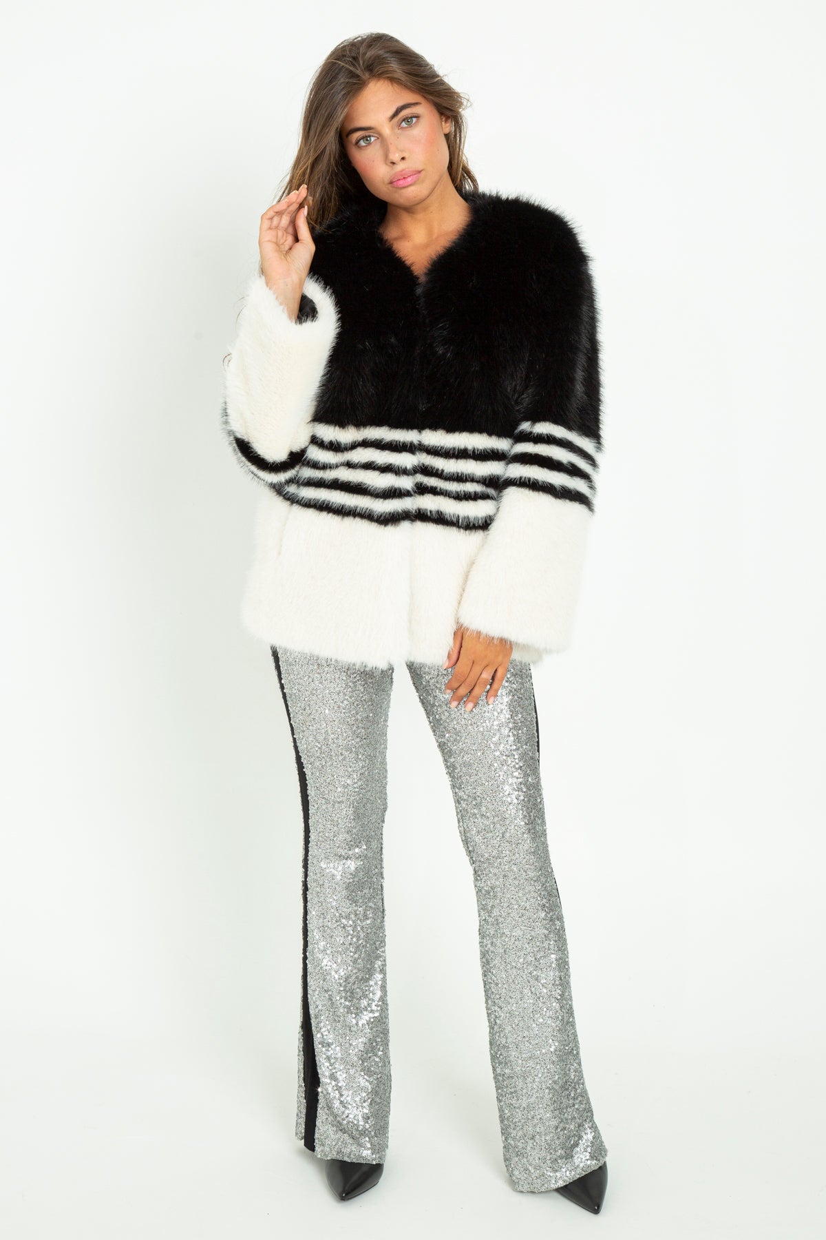 Pelliccia eco-fur color block