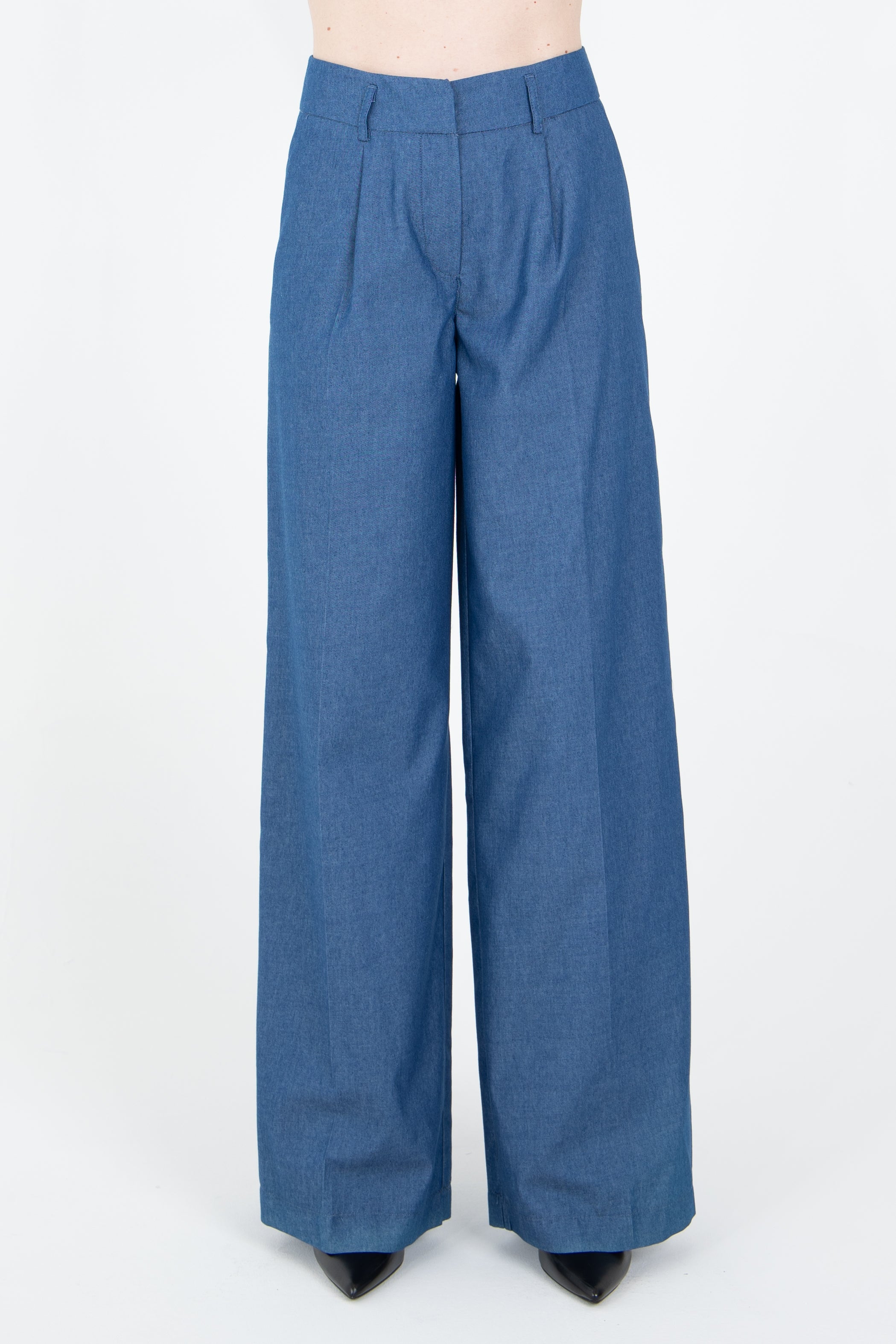 Pantalone palazzo in tessuto denim