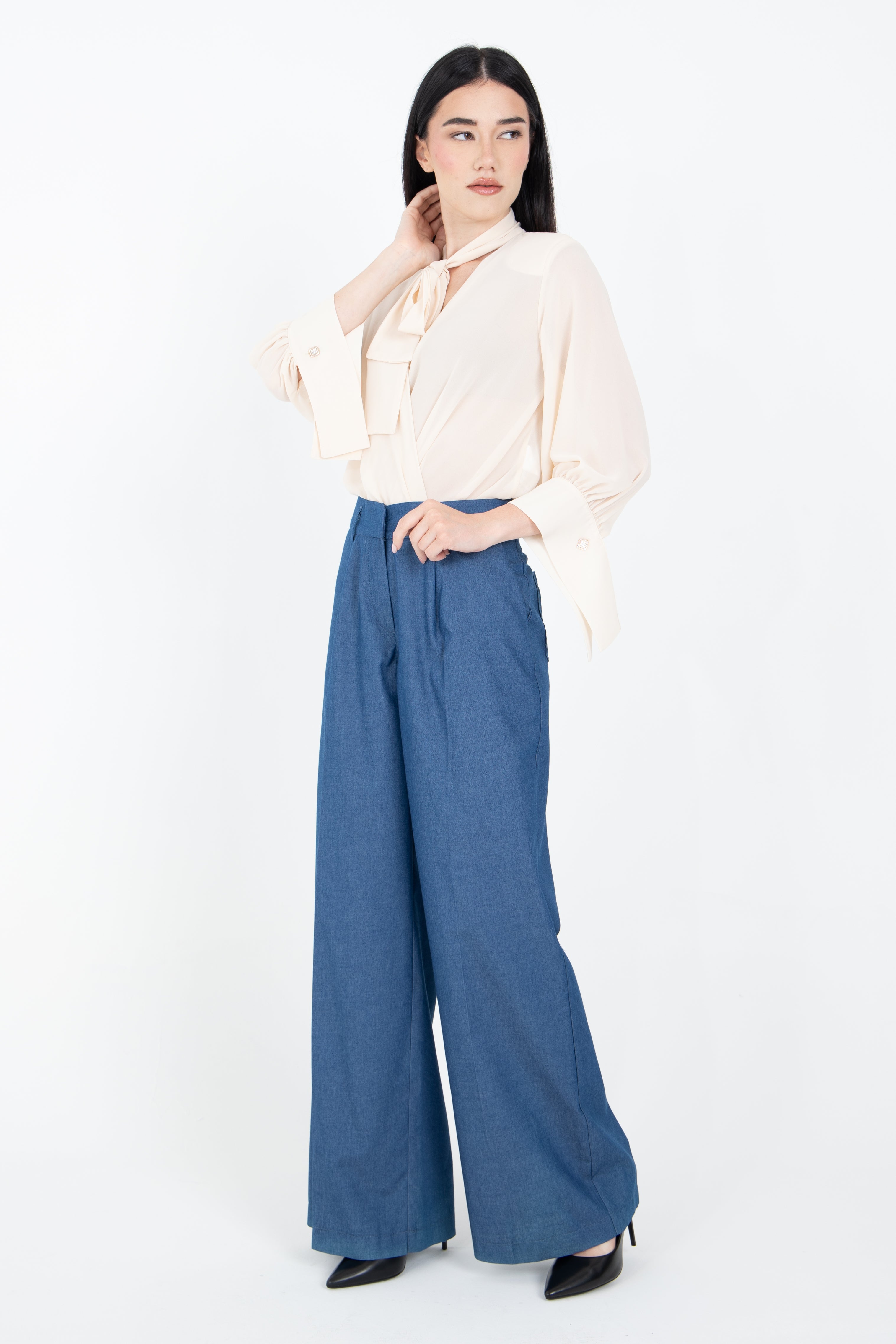 Body in georgette con profonda scollatura