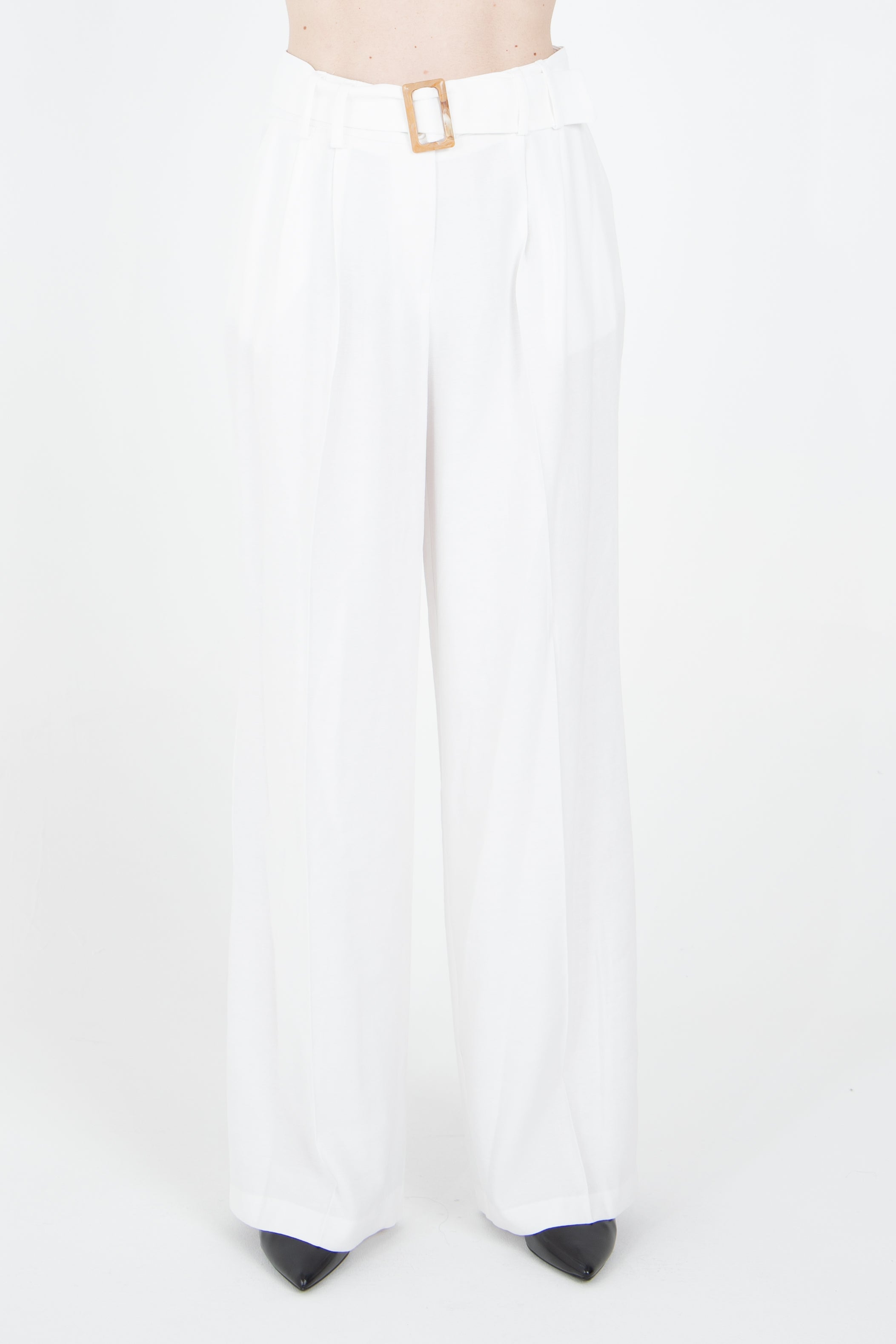 Pantalone palazzo con cintura coordinata