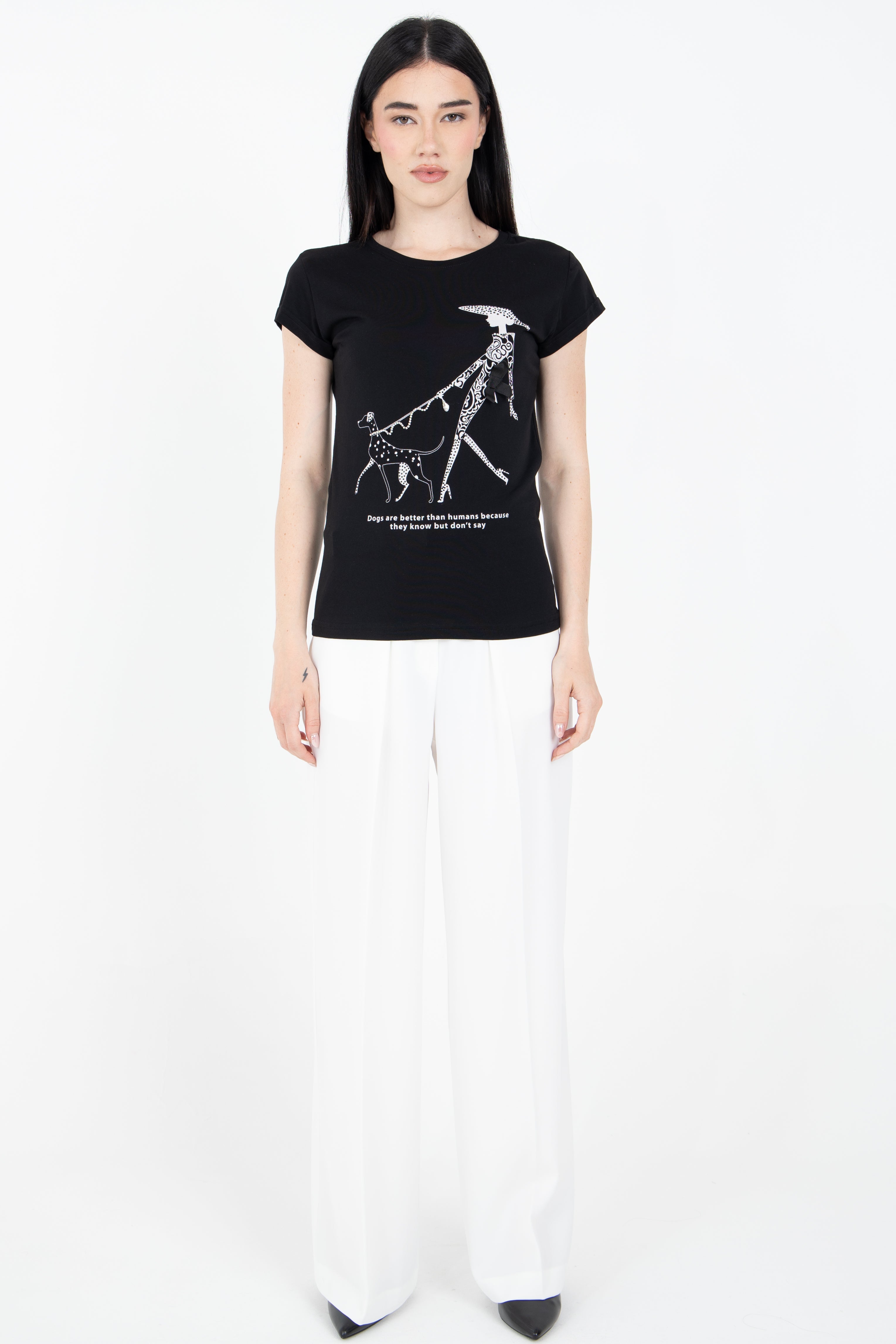 T-shirt con stampa a contrasto