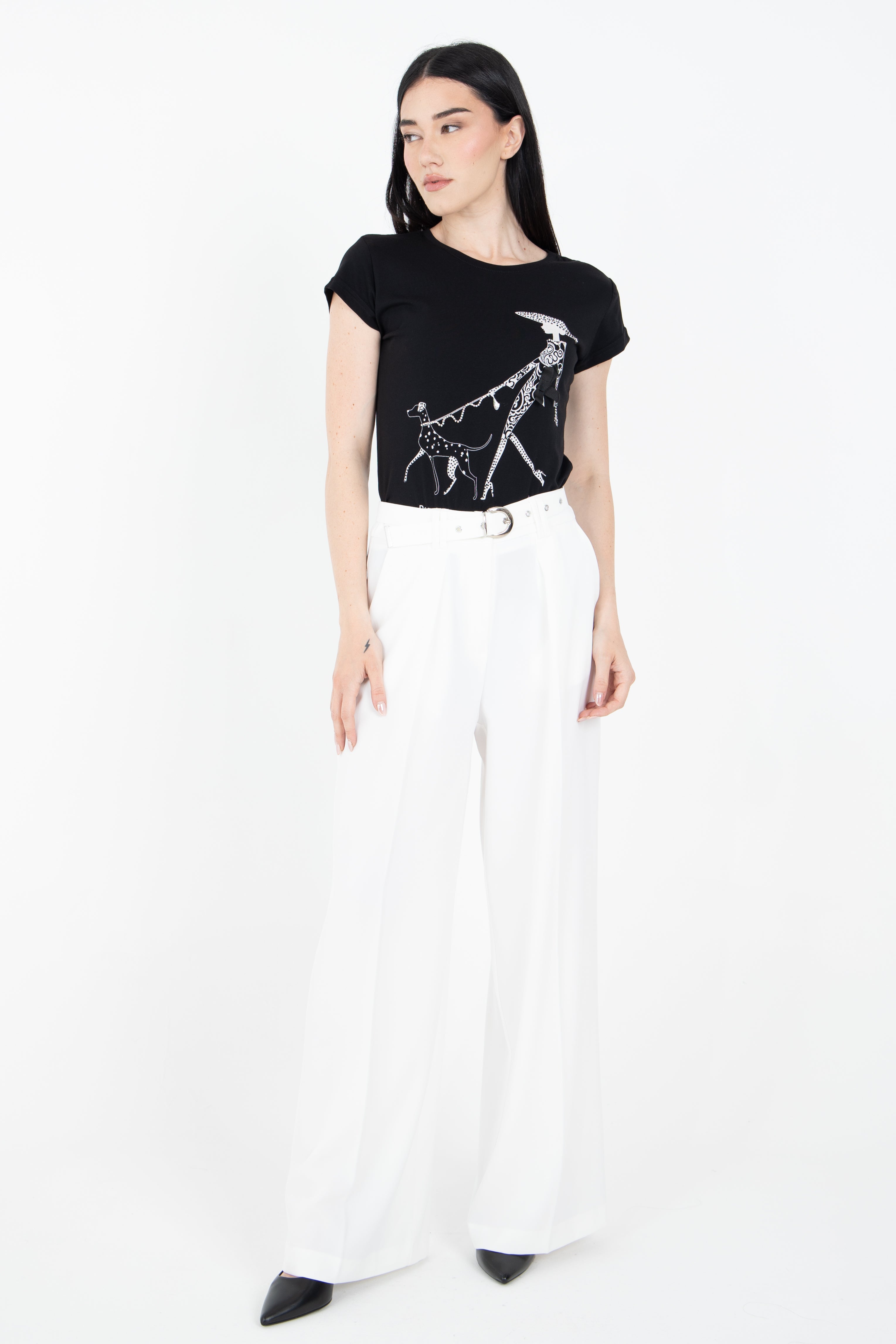 T-shirt con stampa a contrasto
