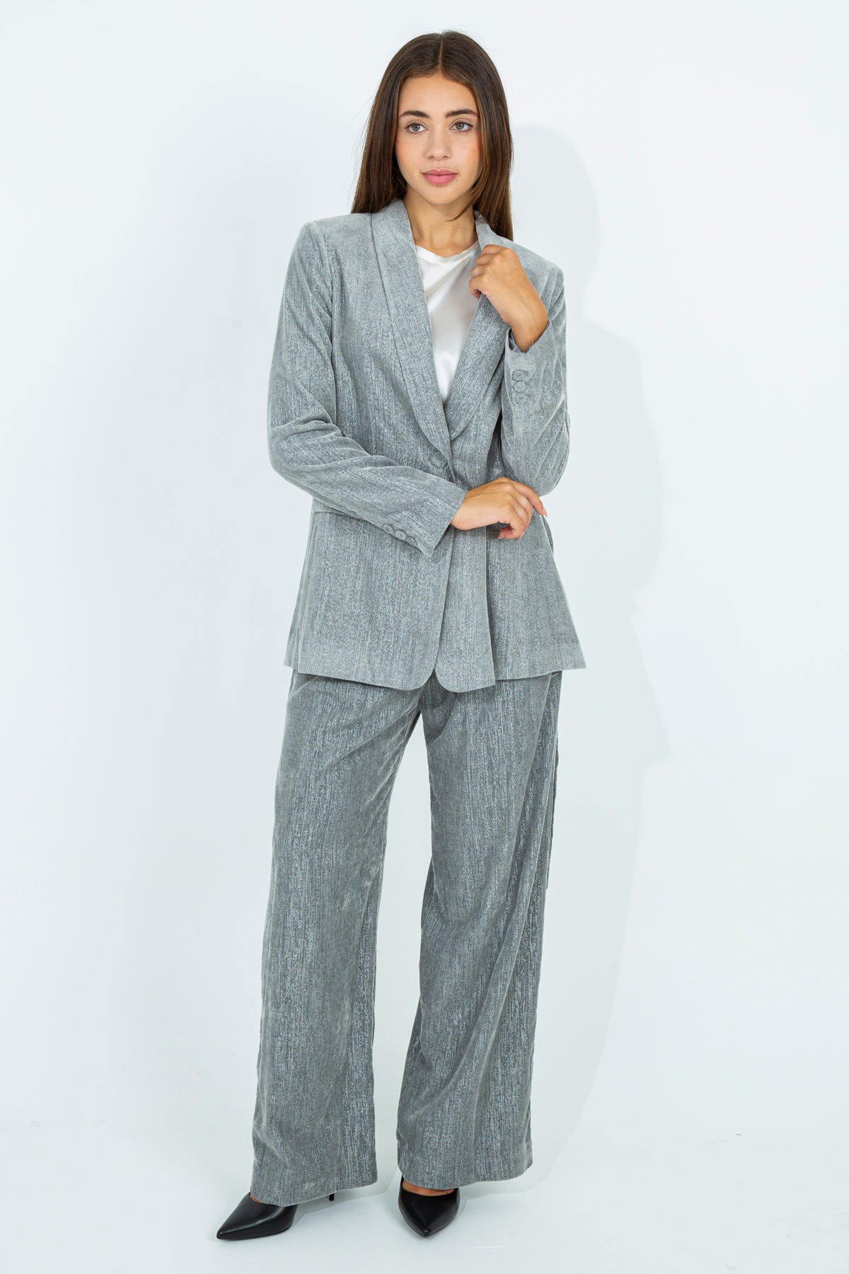 Palazzo trousers with lurex thread