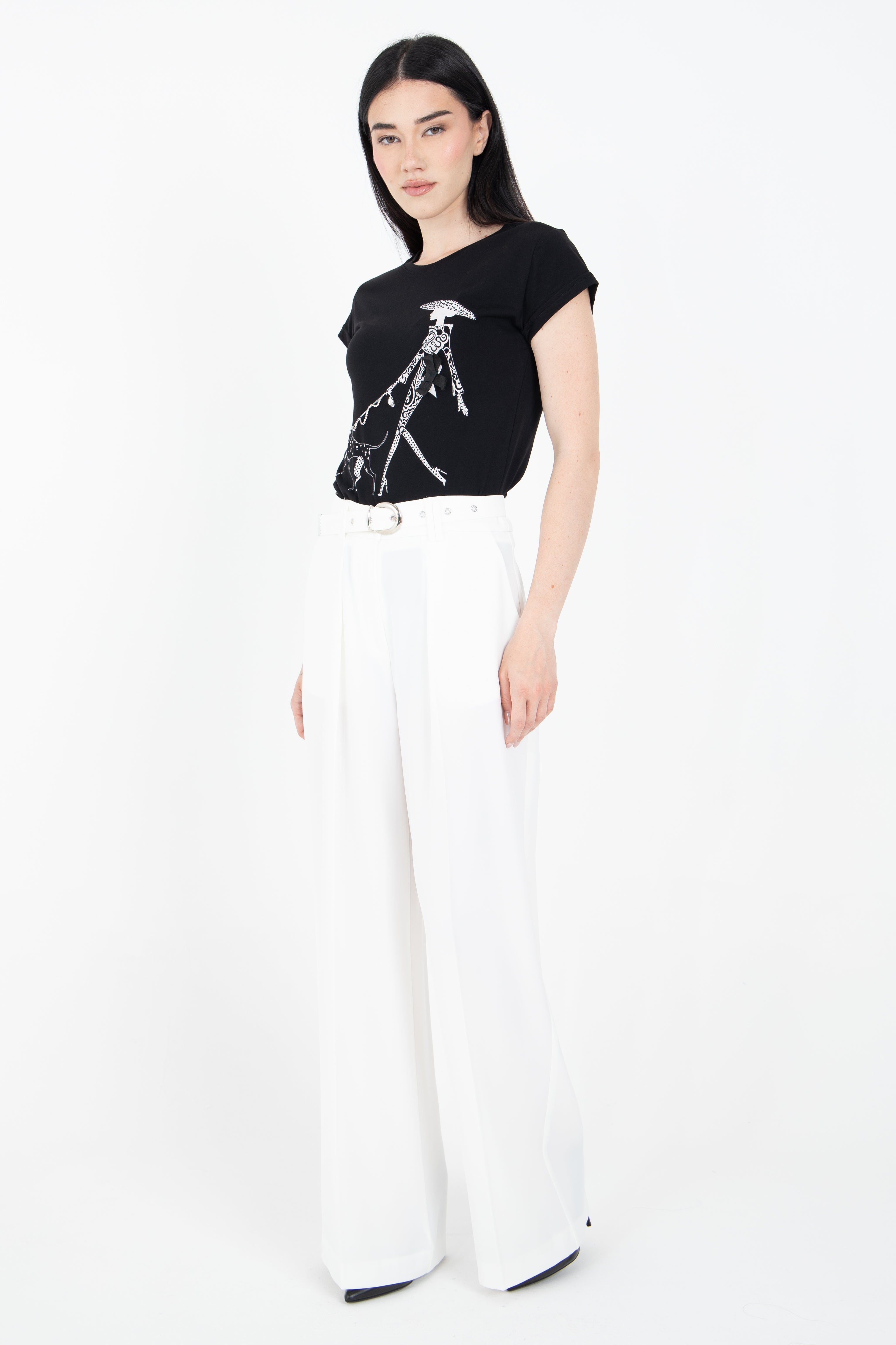 T-shirt con stampa a contrasto