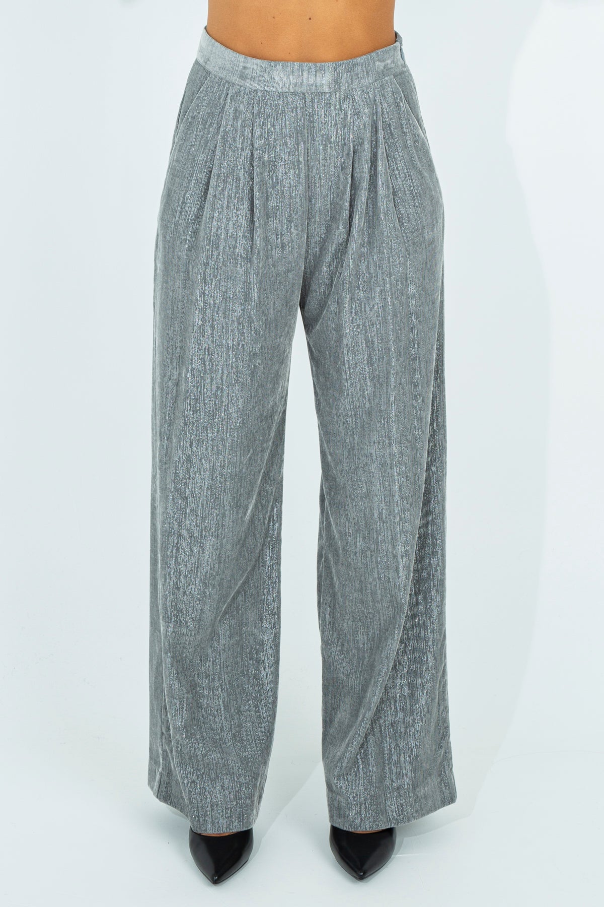 Palazzo trousers with lurex thread