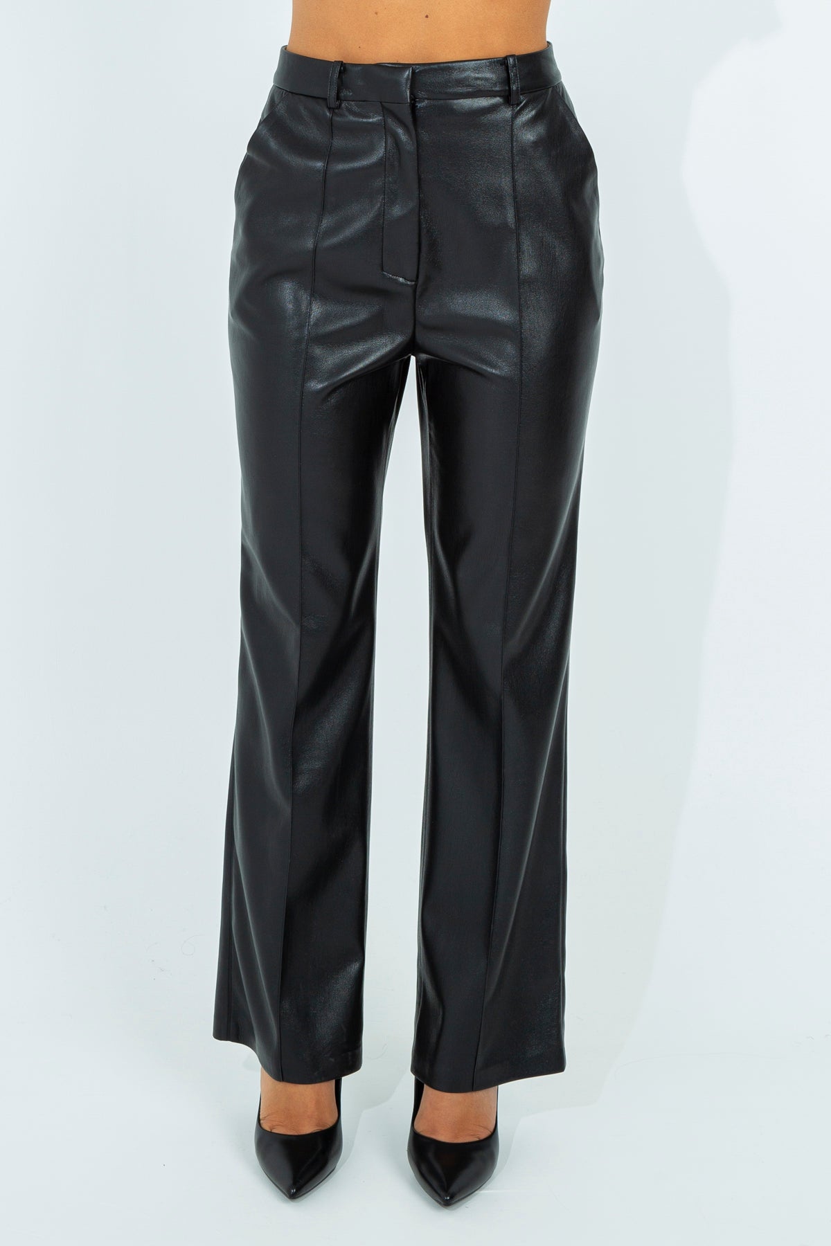 Faux leather palazzo pants