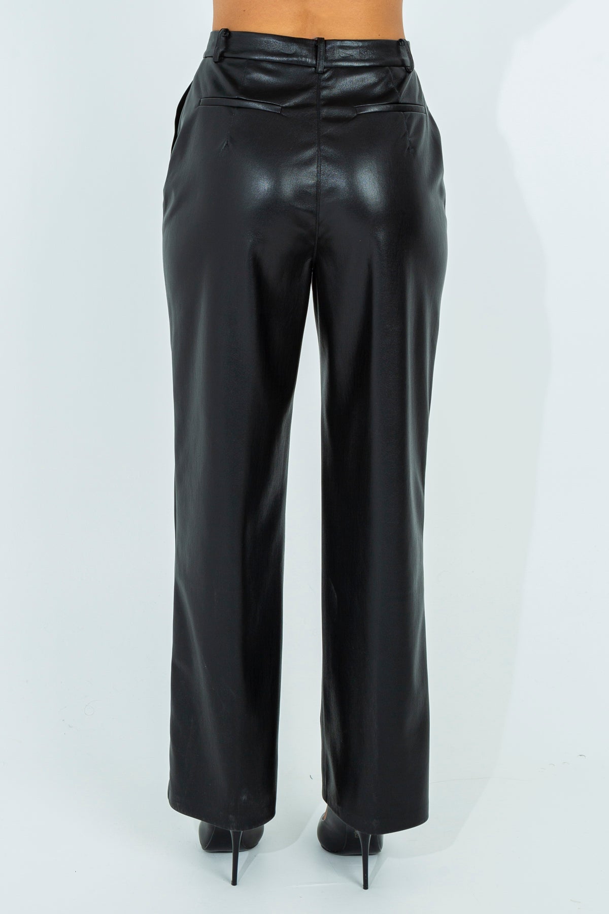 Faux leather palazzo pants