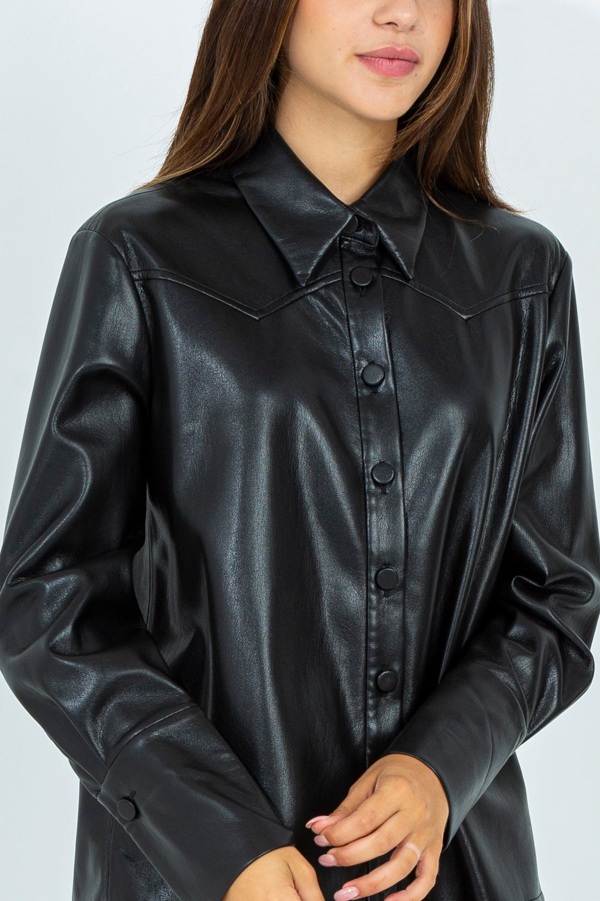 Faux leather shirt