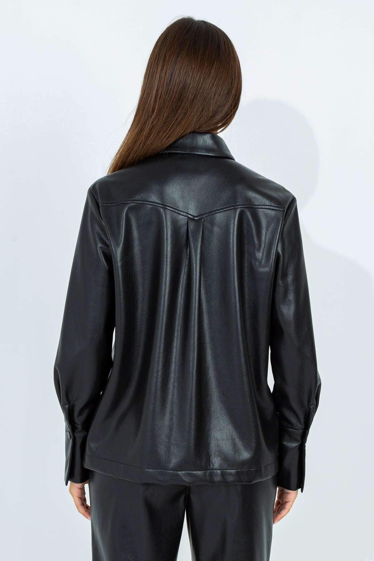 Faux leather shirt