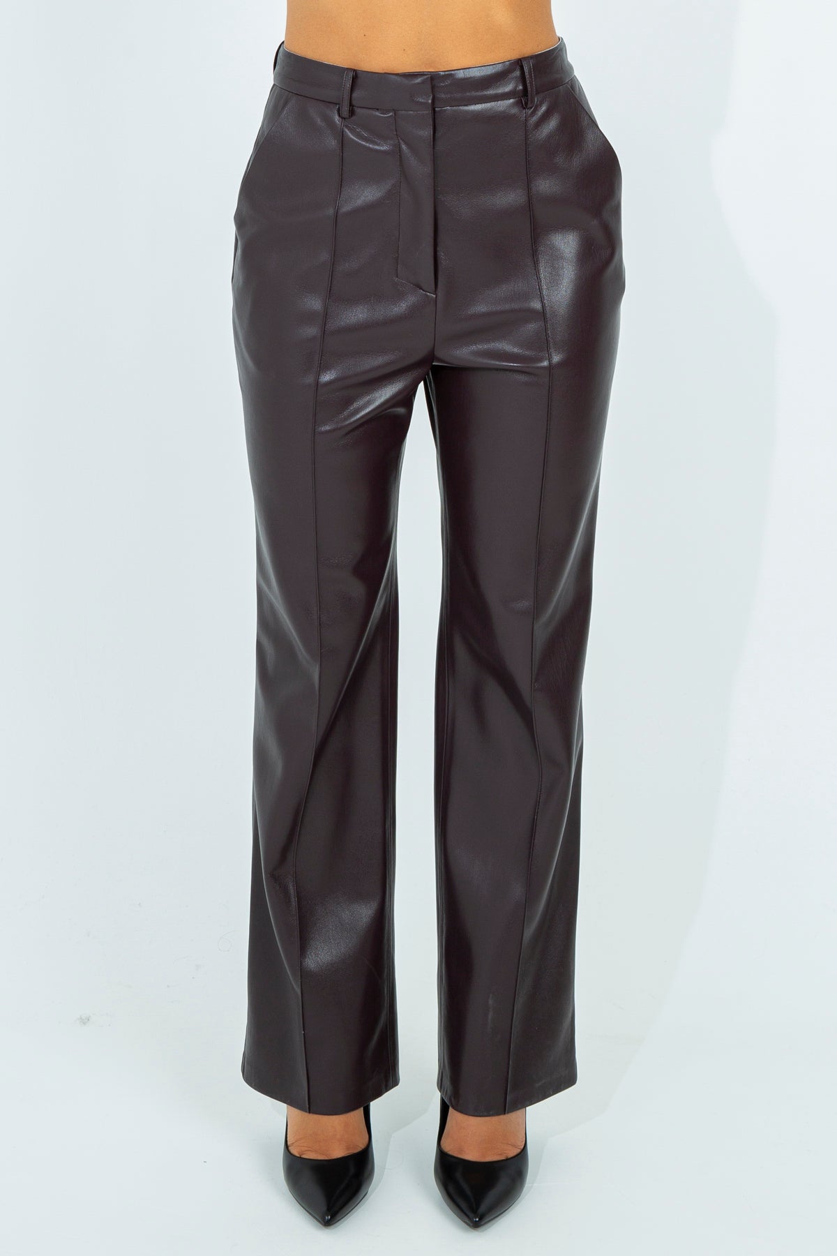 Faux leather palazzo pants