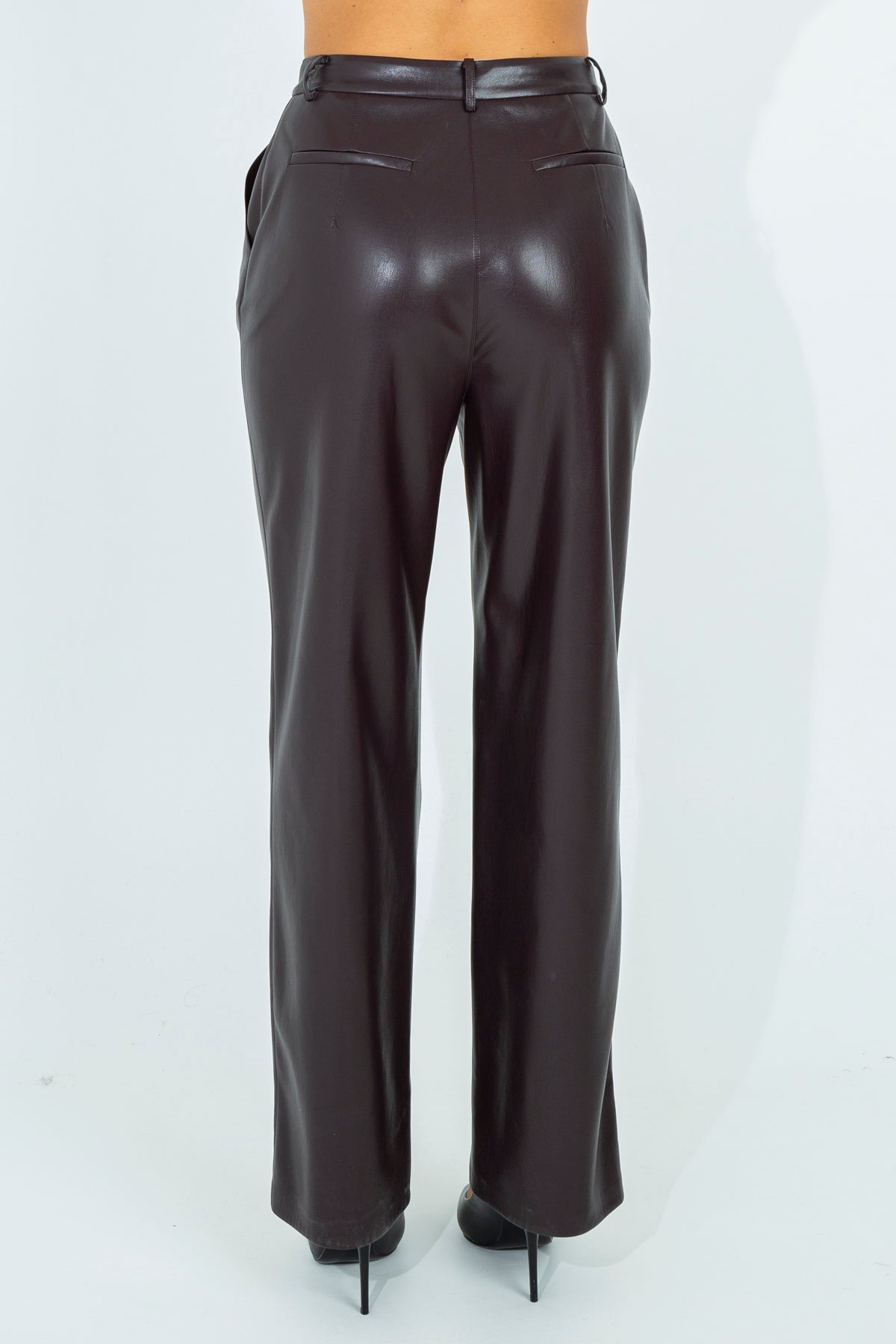 Faux leather palazzo pants