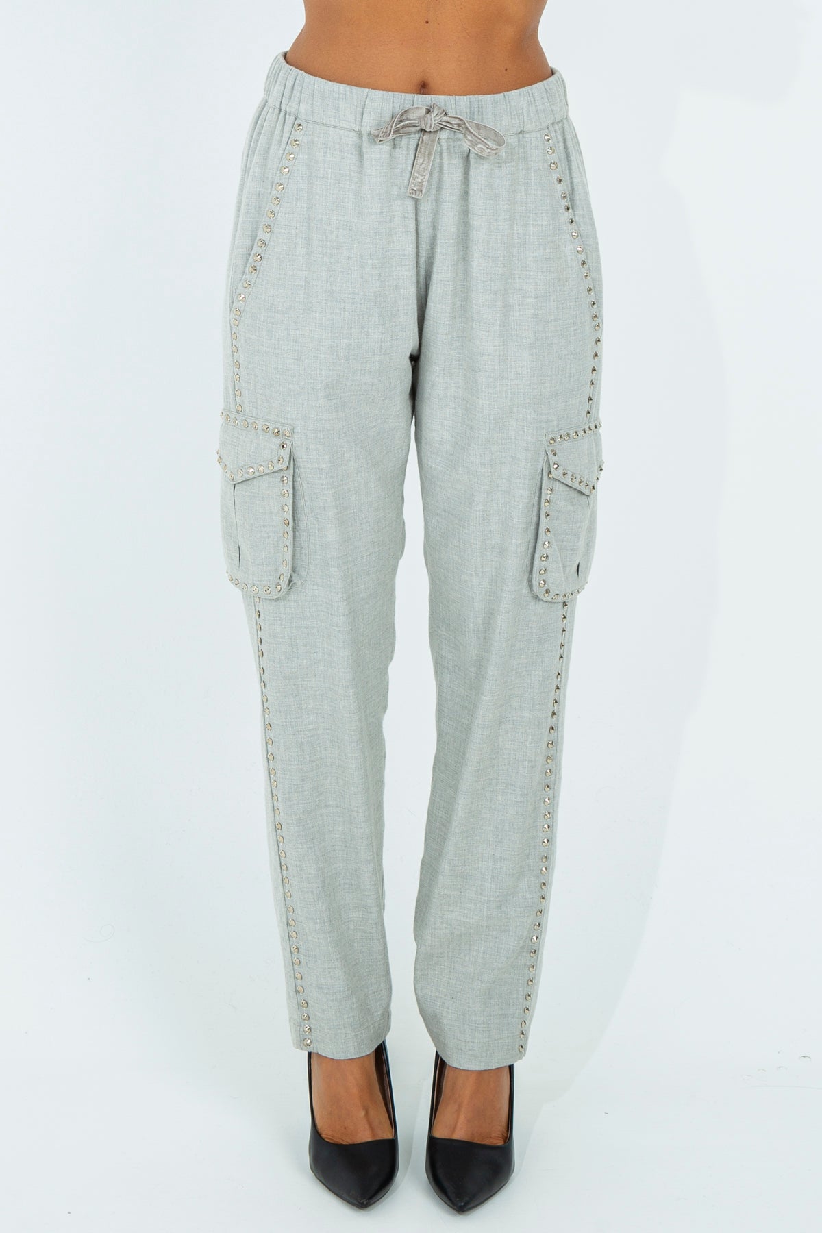 Joggers with studs applied