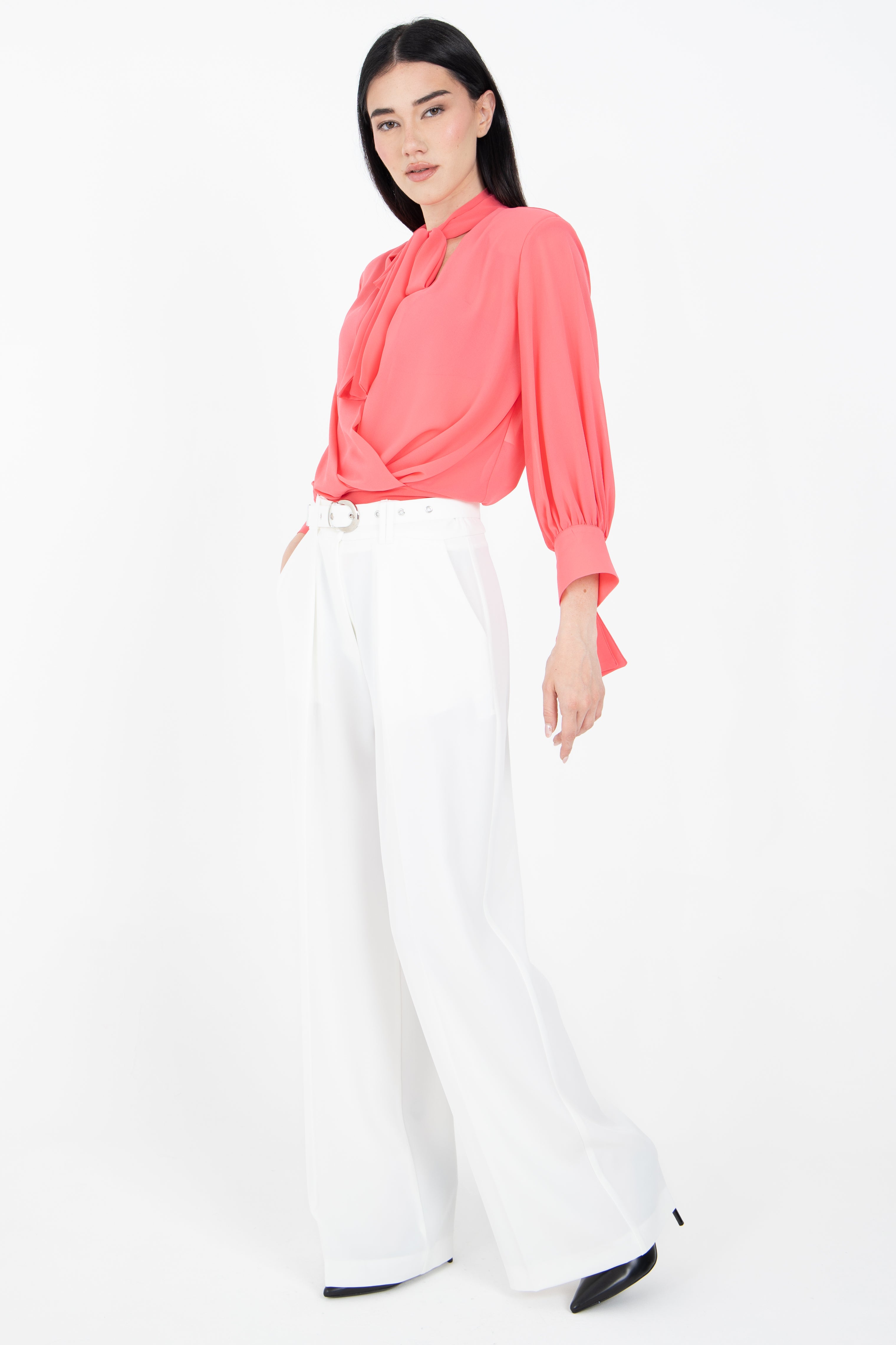 Body in georgette con profonda scollatura